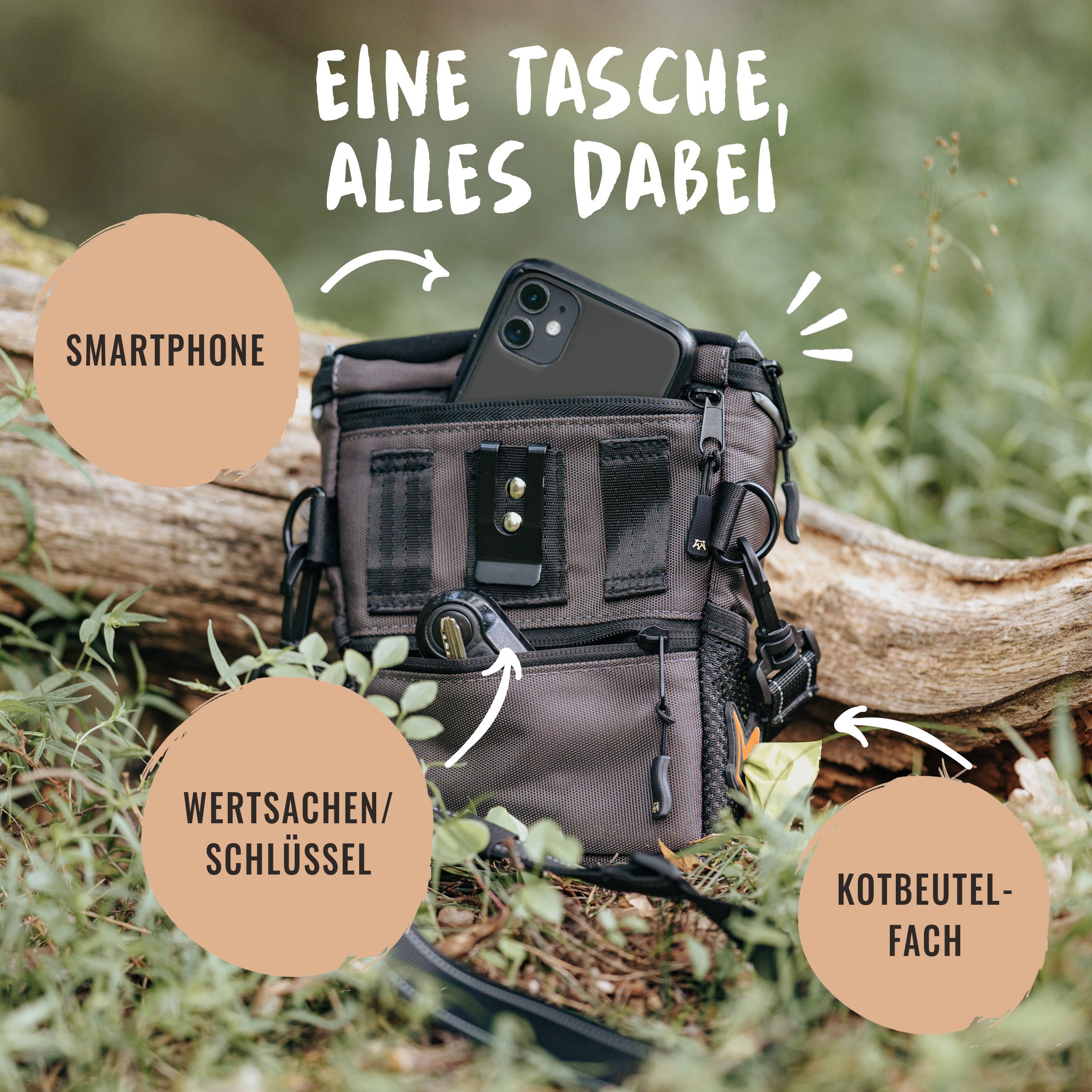 Rudelkönig Leckerlibeutel Leckerlitasche für Hunde, Futterbeutel mit Aufbewahrungstasche (1-tlg), Snack-Beutel für Hunde mit Kotbeutelspender zum Umhängen – Bild 4 von 5