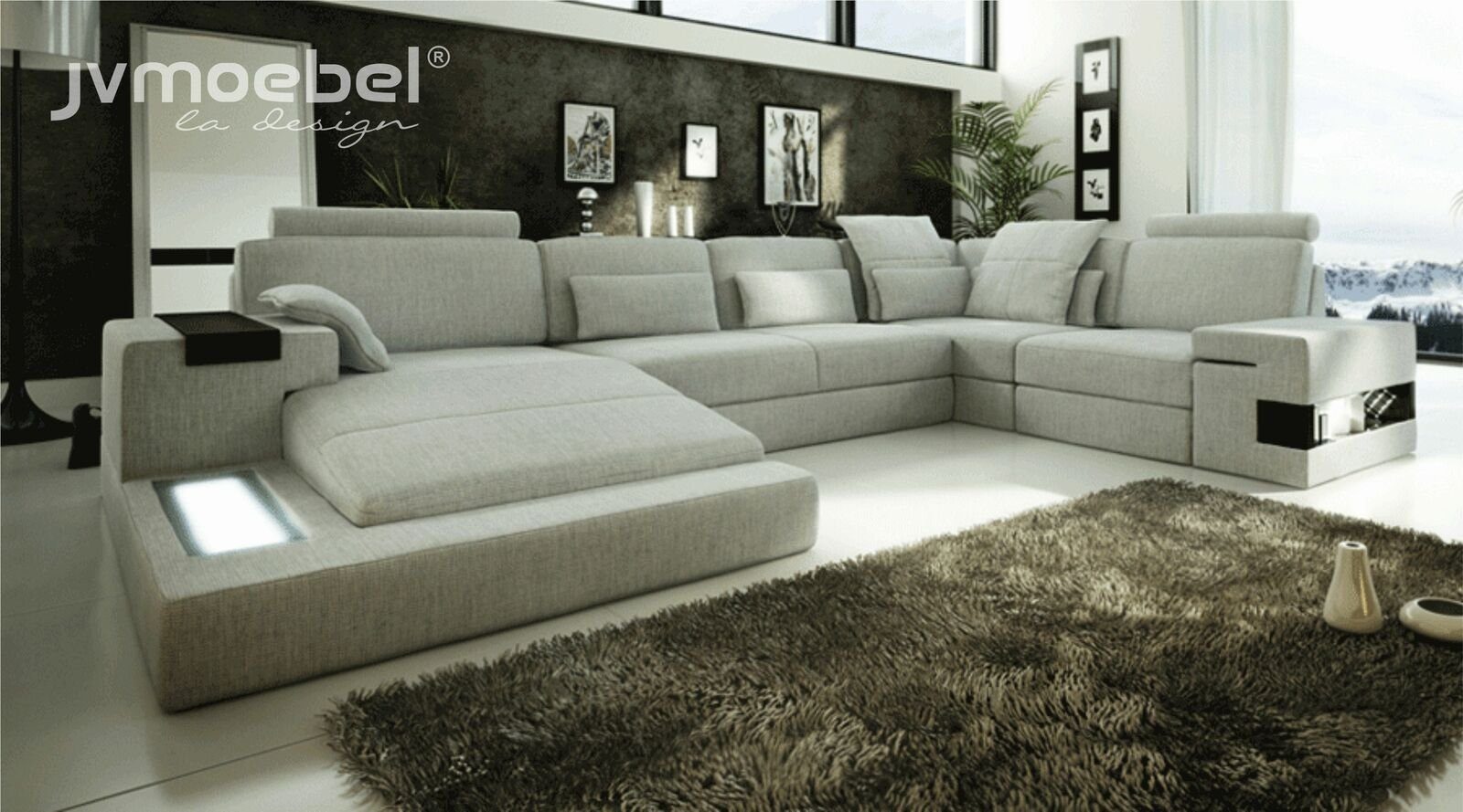 JVmoebel Ecksofa Designer Wohnlandschaft U-Form Couch Ecksofa Polster, Made in Europe