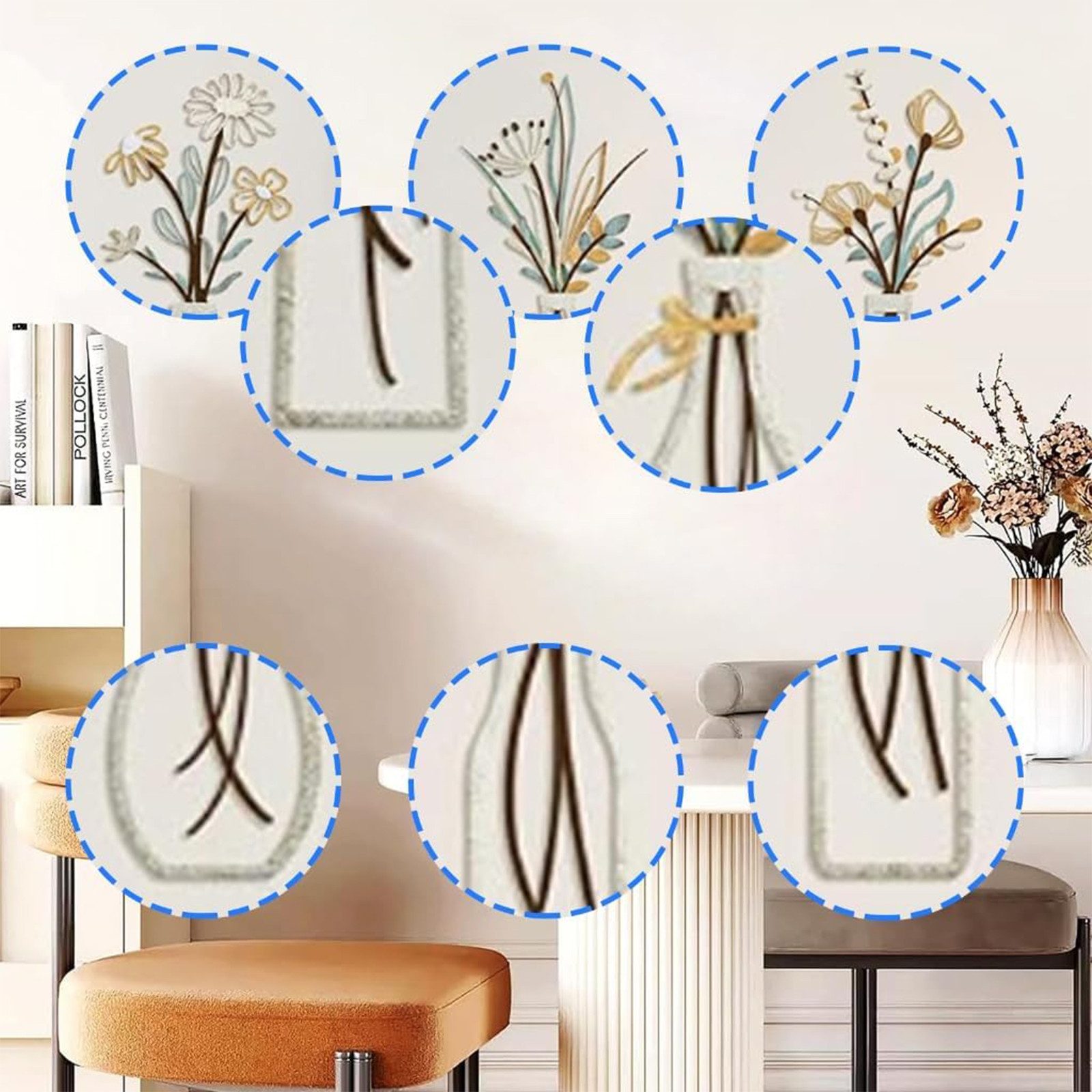 OKWISH Wanddekoobjekt Wanddeko Blumen Metallbilder Wandkunst Set (3er-Wandd günstig online kaufen