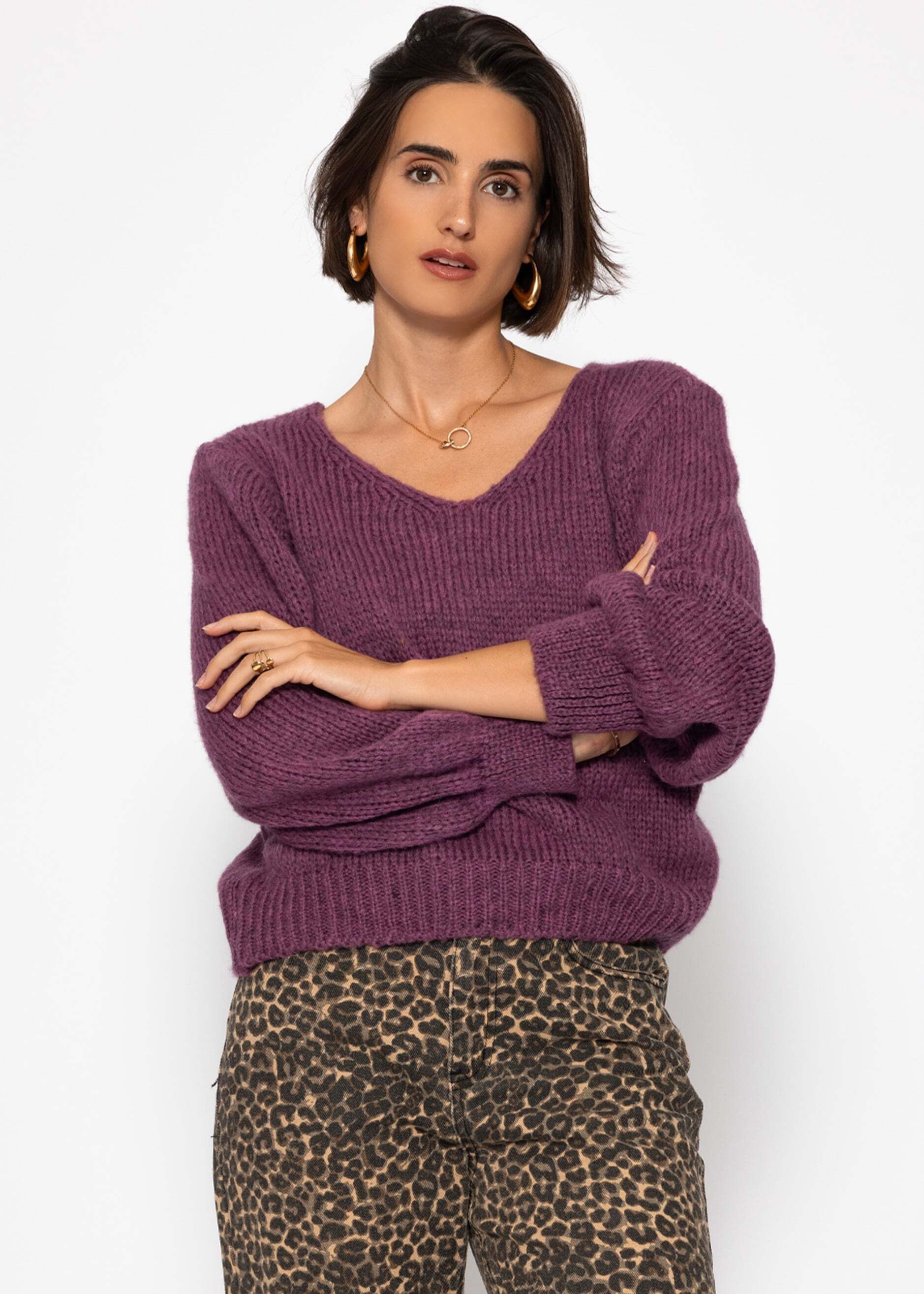 SASSYCLASSY Strickpullover Pullover mit V-Ausschnitt für Damen Weicher Stri günstig online kaufen