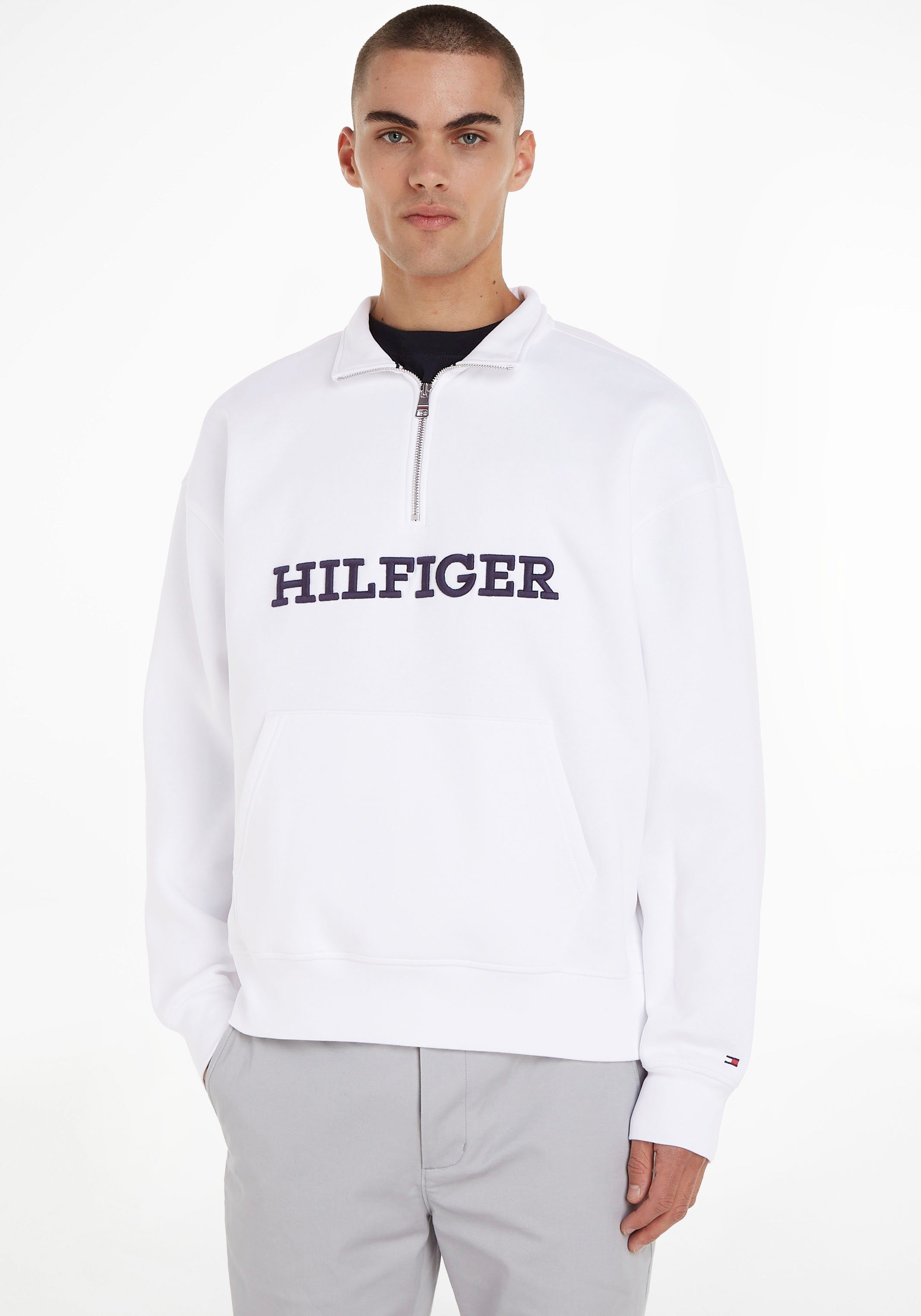 Tommy Hilfiger Sweatshirt MONOTYPE EMBRO MOCK NECK White