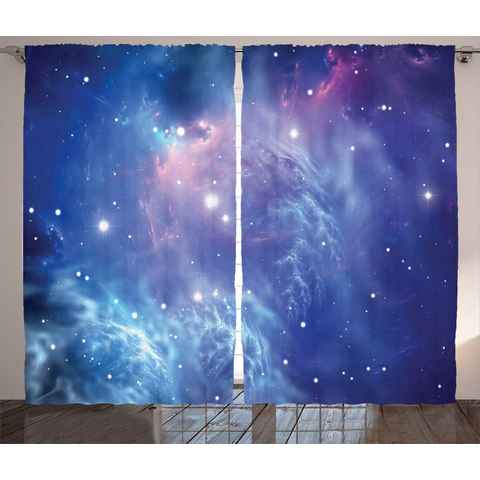 Gardine Schlafzimmer Kräuselband Vorhang mit Schlaufen und Haken, Abakuhaus, Weltraum Sternhaufen im Weltraum
