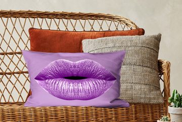 MuchoWow Dekokissen Lippen - Pastell - Lila, Wohzimmer Dekoration, Zierkissen, Dekokissen mit Füllung, Schlafzimmer