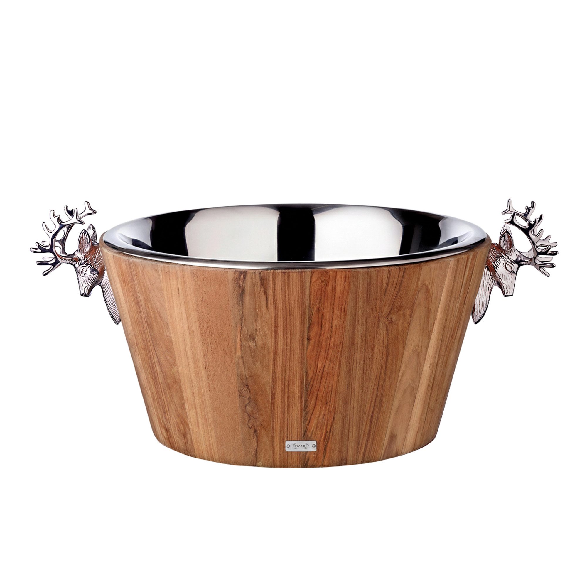 EDZARD Weinkühler Franklin, (Höhe 25 cm, Ø 47 cm), Teakholz mit Edelstahlwanne