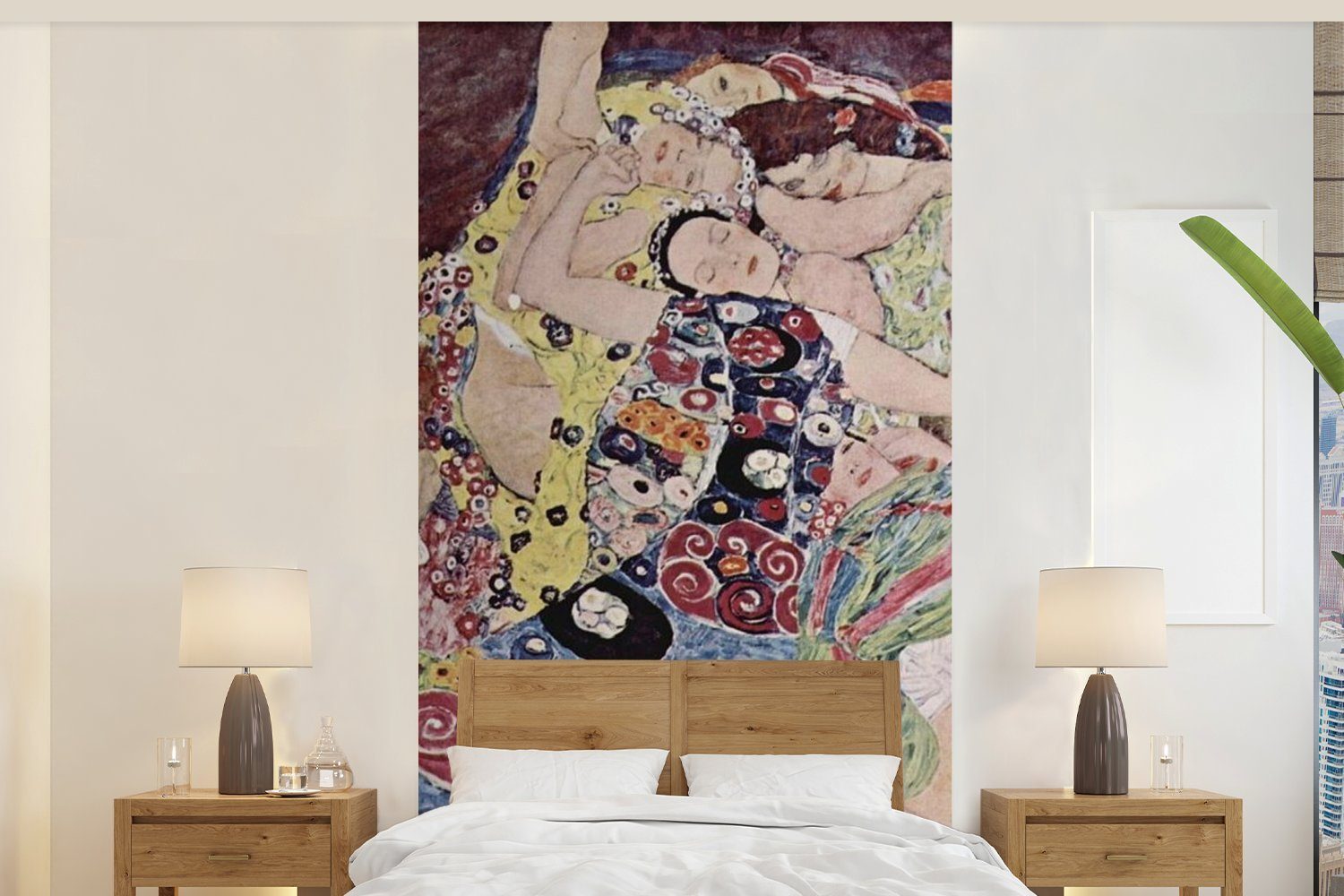 MuchoWow Fototapete Die Jungfrau - Gustav Klimt, Matt, bedruckt, (2 St), Vliestapete für Wohnzimmer Schlafzimmer Küche, Fototapete