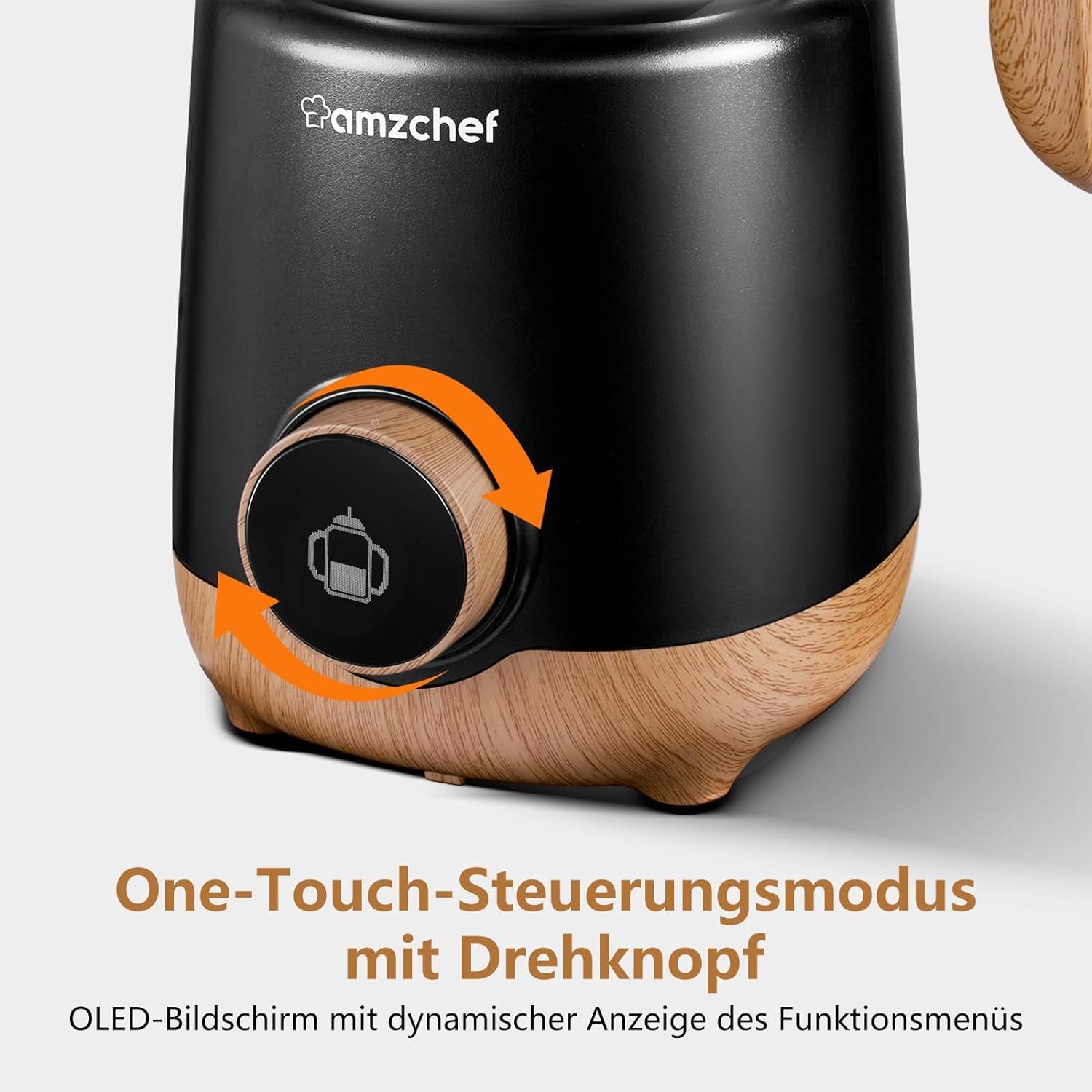 AMZCHEF Milchaufschäumer CE-MMF-9117-BK, 550,00 W, 8-IN-1 550 Watt, 600ml Multifunktionaler Geteilter Milchaufschäumer