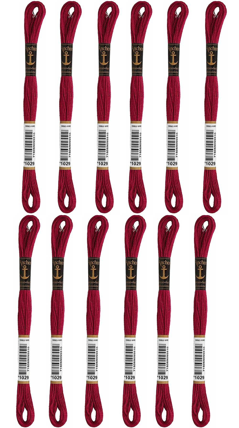 Anchor 12x Anchor Sticktwist 8m, aubergine dunkel, Baumwolle, Farbe 1029, 6-f Stickgarn, (embroidery kit by Marussia, 1-St., Hochwertiges Garn zum Stricken und Häkeln), Hochwertiges Garn zum Stricken und Häkeln