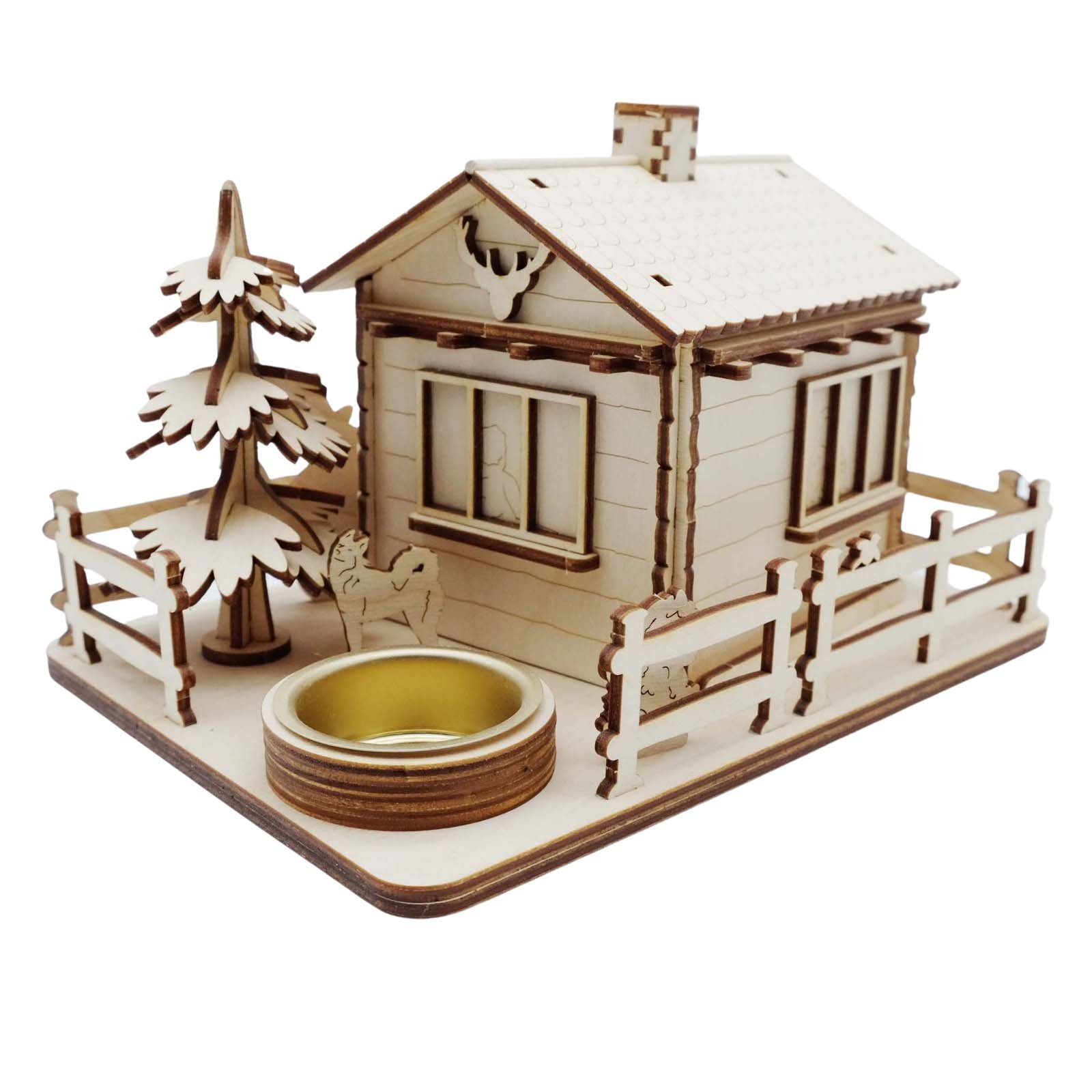 DeColibri Kreativset Räucherhaus Holz Bastelset Basteln Weihnachten Ski, (Bastelset), Made in Germany
