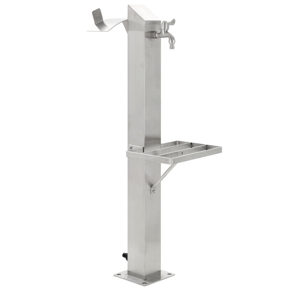DOTMALL Bewässerungssystem Garten-Wassersäule Edelstahl Quadratisch 95 cm