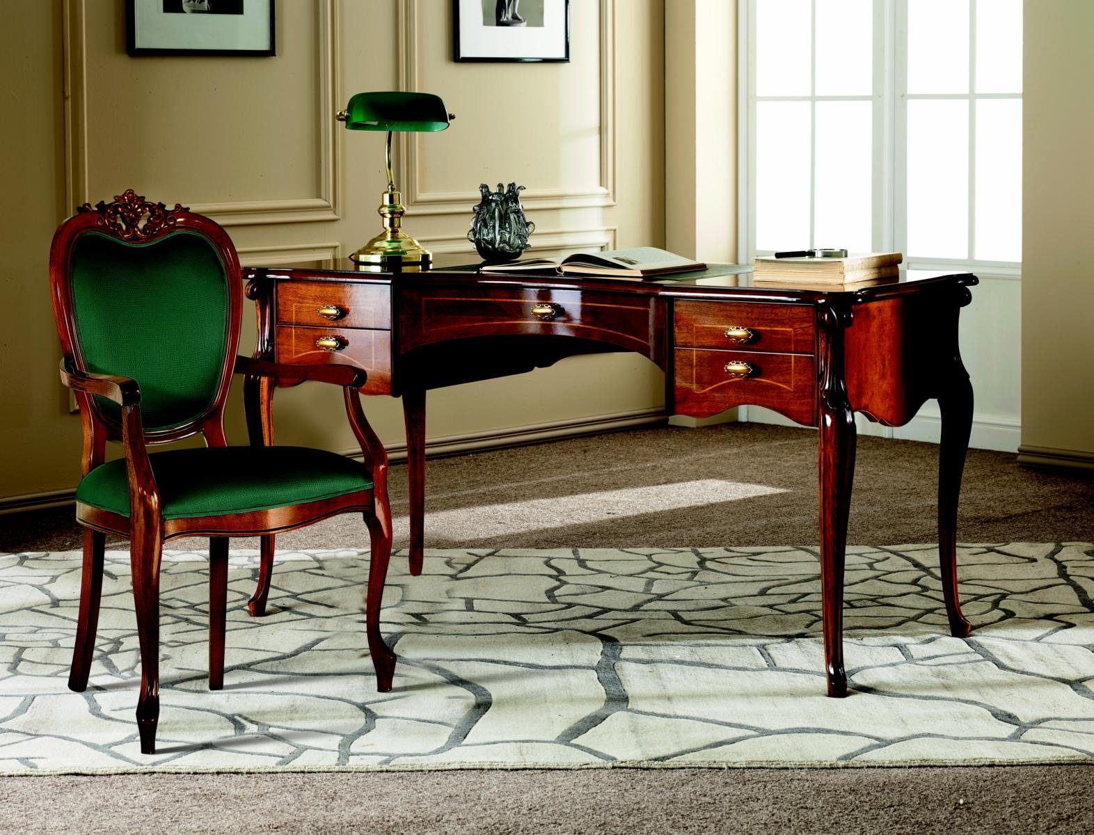 JVmoebel Schreibtisch Italienische Büromöbel Klassisches Barock Luxus Schreibtisch Stil Holz Möbel
