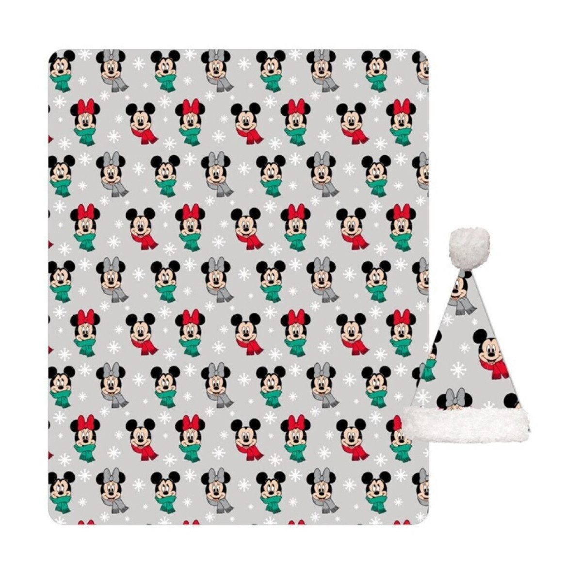 Wohndecke Disney Mickey Mouse 100x140 cm Kuscheldecke mit Weihnachtsmütze, Aymax sprl