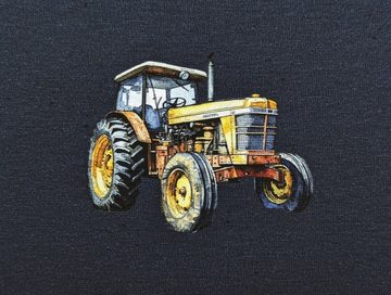 Corileo Stoff Eigenproduktion Baumwolljersey Traktoren auf Nachtblau Stoff