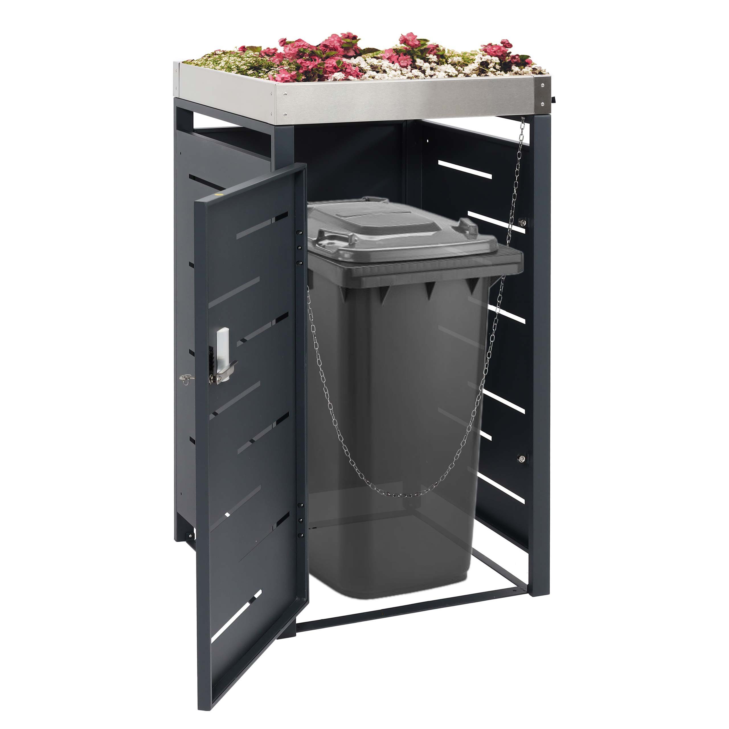 MCW Mülltonnenbox MCW-H40b-1, Mit Kippvorrichtung, PWasserablauflöchern, Magnetischer Türverschluss