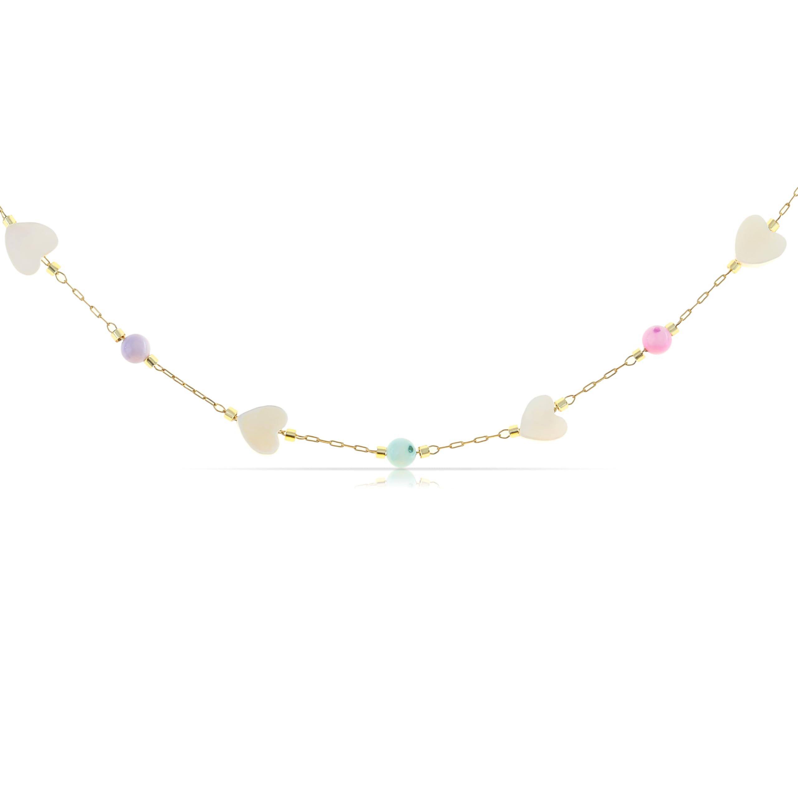 Made by Nami Perlenkette Damen Gold mit Perlen und Herzen Perlmutt aus Chir günstig online kaufen