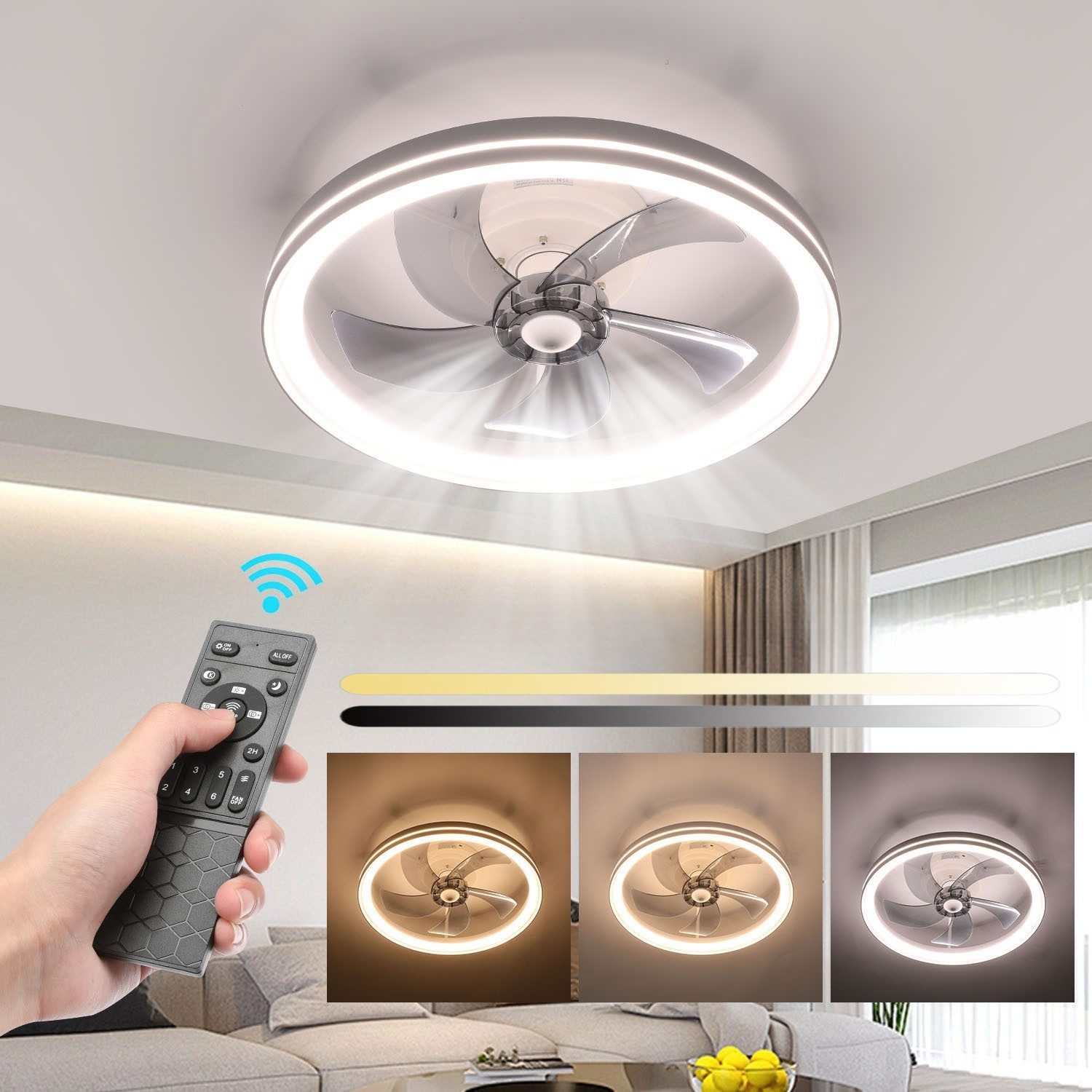 LETGOSPT Deckenleuchte Deckenventilator mit Lampe, 50W günstig online kaufen