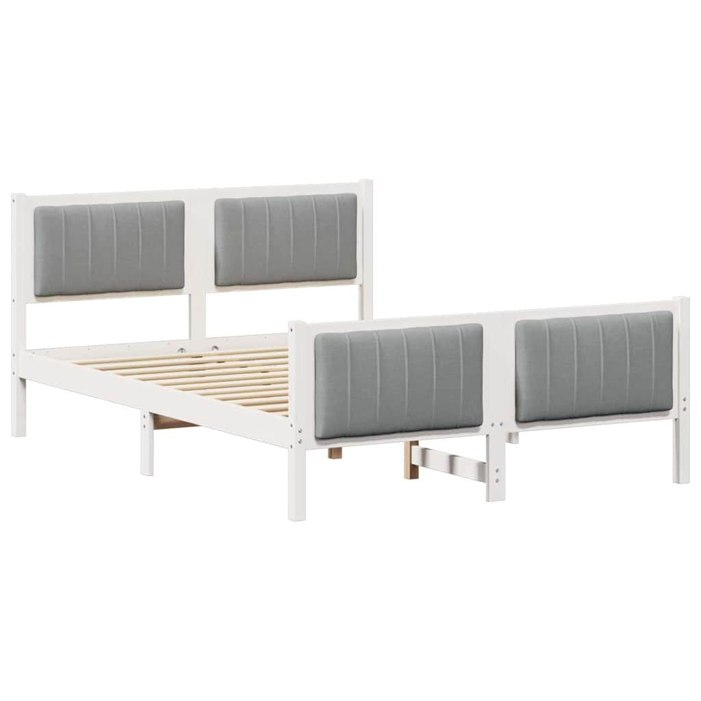 vidaXL Bed Frame White and Light Grey 140 x 190 cm Solid Pine Wood (1-piece)