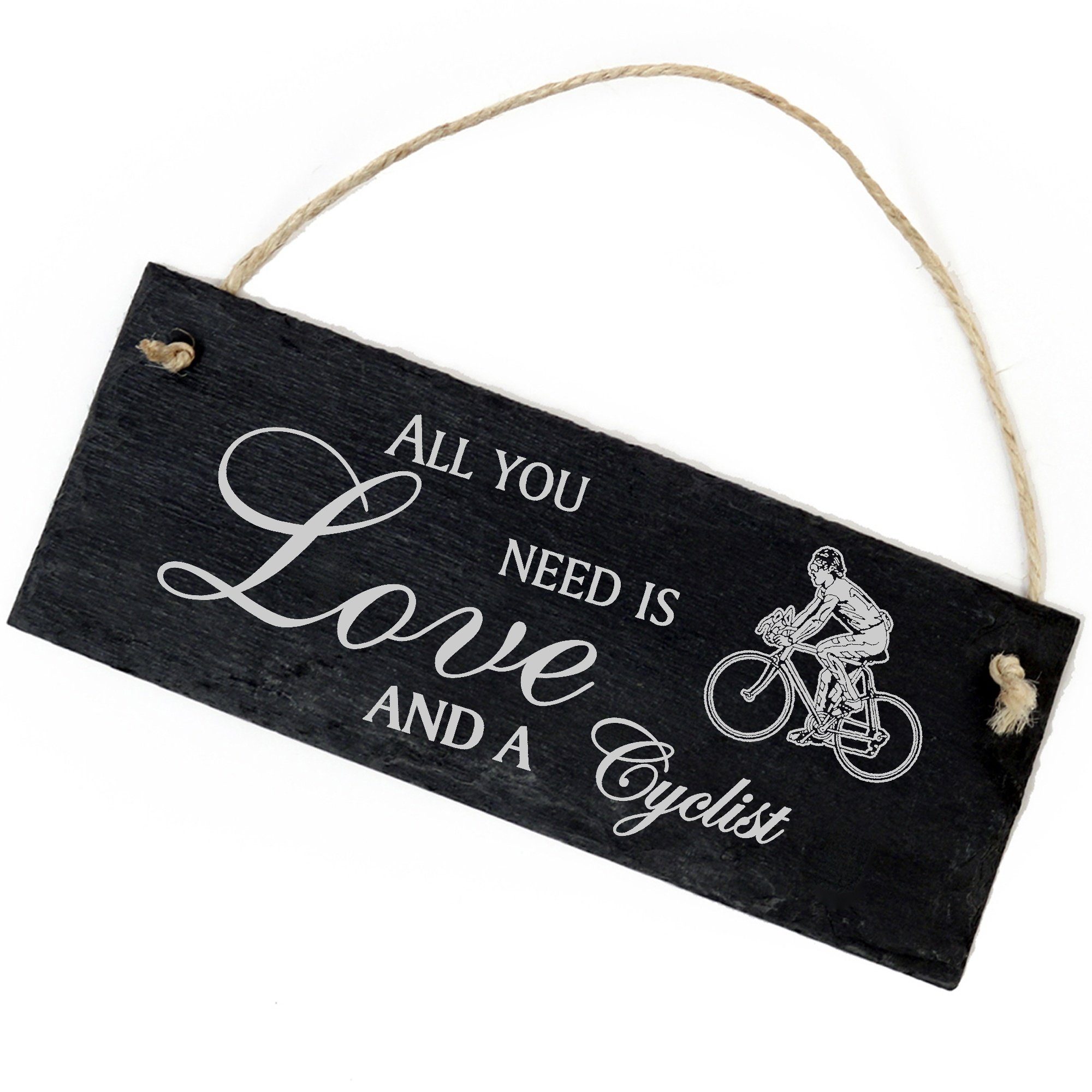 Dekolando Hängedekoration Radfahrer 22x8cm All you need is Love and a Cyclist