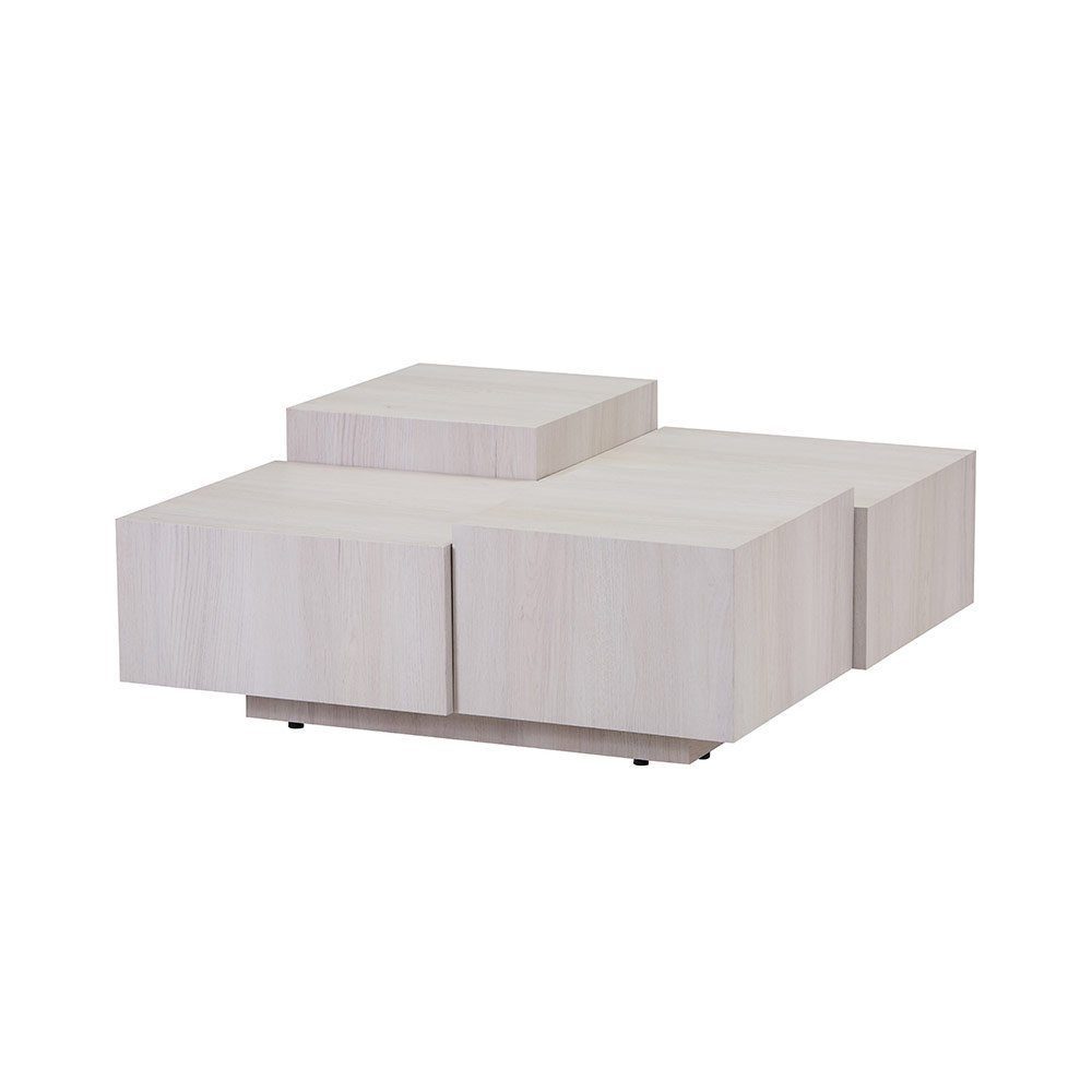 HOME DELUXE Couchtisch NAYELI 96 x 96 x 39 cm (Moderner Schwebetisch mit Holzoptik), Mehrfach-Ebenen I Sofatisch, Wohnzimmertisch