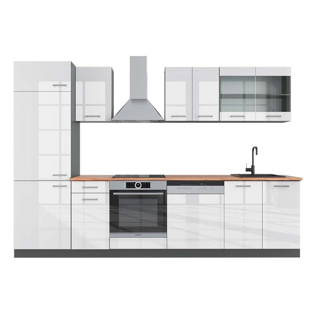 Vicco Küchenzeile R-Line, Weiß Landhaus/Anthrazit, 300 günstig online kaufen