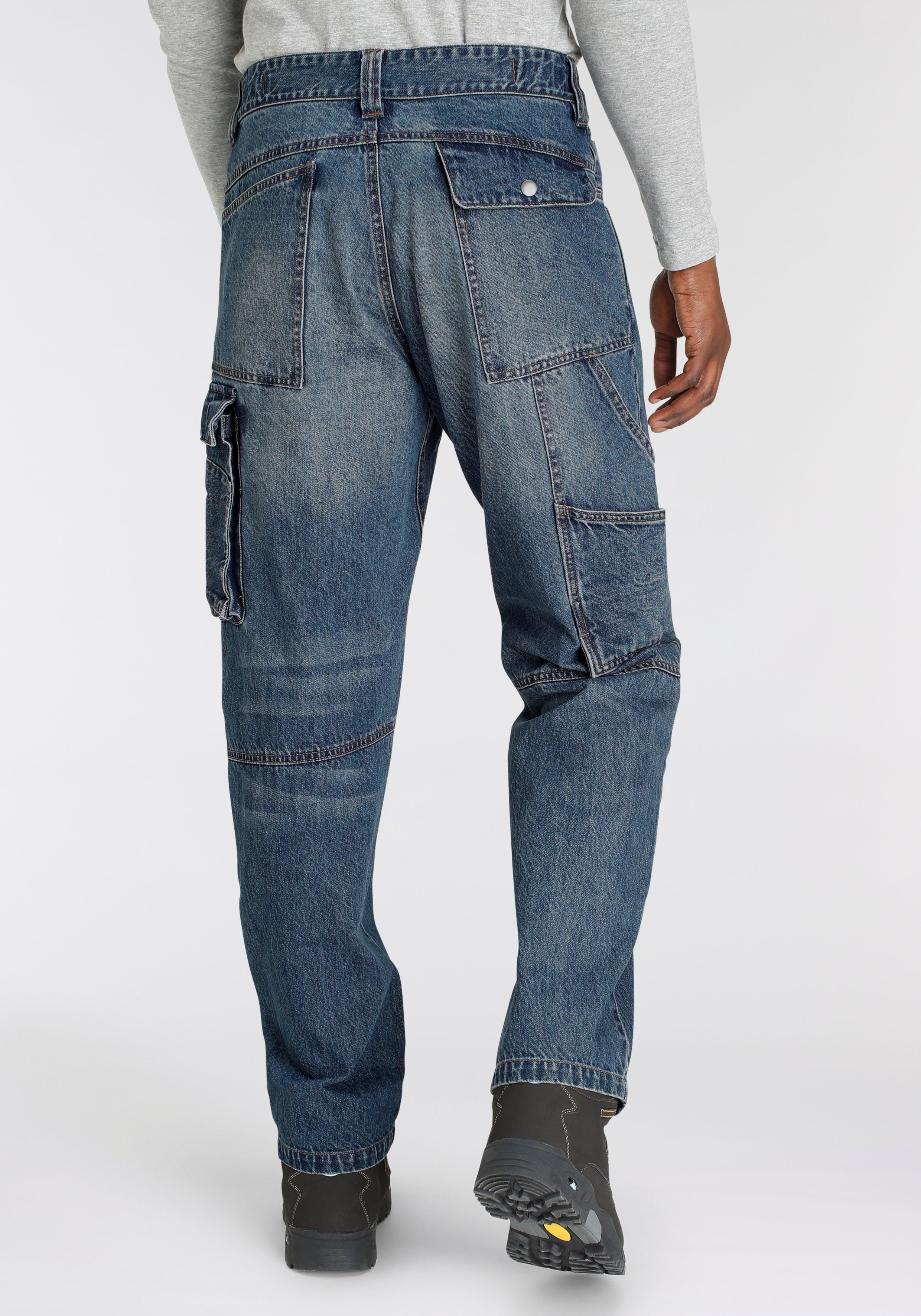 Northern Country Arbeitshose Multipocket Jeans mit robuster praktischen Bund, mit (aus dehnbarem 100% Jeansstoff, Baumwolle, comfort 9 fit) Taschen