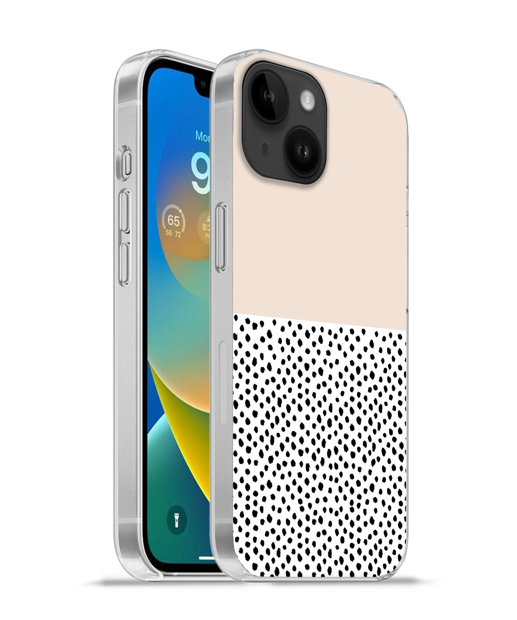Handyhülle für Apple iPhone 14 Polka dots - Weiß - Schwarz