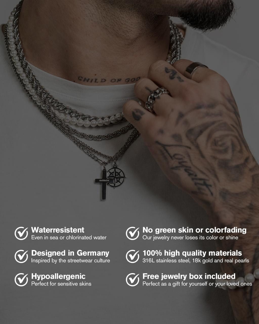 UNSHINEBAR Choker Rogue Dicke Choker Halskette Streetwear Unisex Silber und Gold