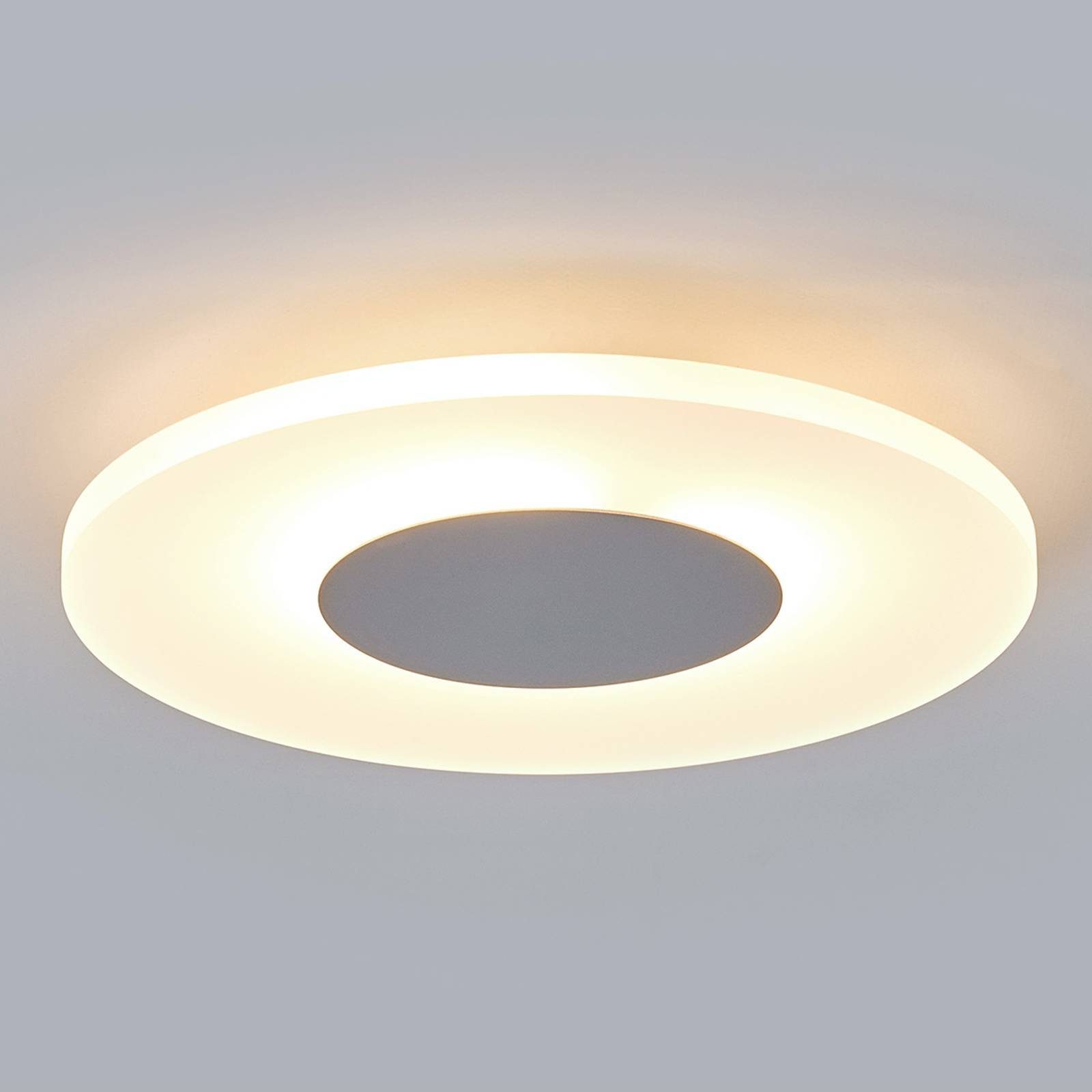 Lindby LED Deckenleuchte satiniert, verbaut, LED-Leuchtmittel Metall, chrom, warmweiß, inkl. weiß Acryl, flammig, 1 fest Tarja, Modern