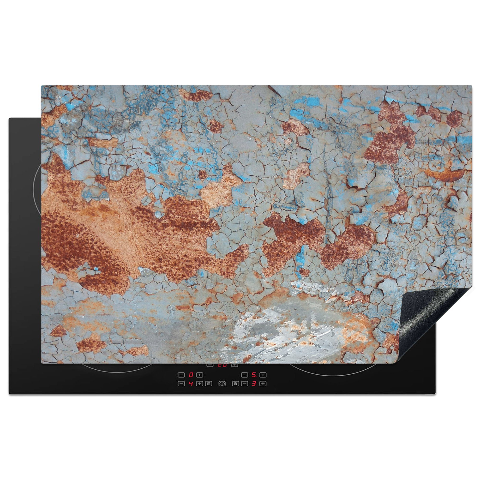 MuchoWow Herdblende-/Abdeckplatte Farbe - Rost - Metall, Vinyl, (1 tlg), 81x52 cm, Induktionskochfeld Schutz für die küche, Ceranfeldabdeckung