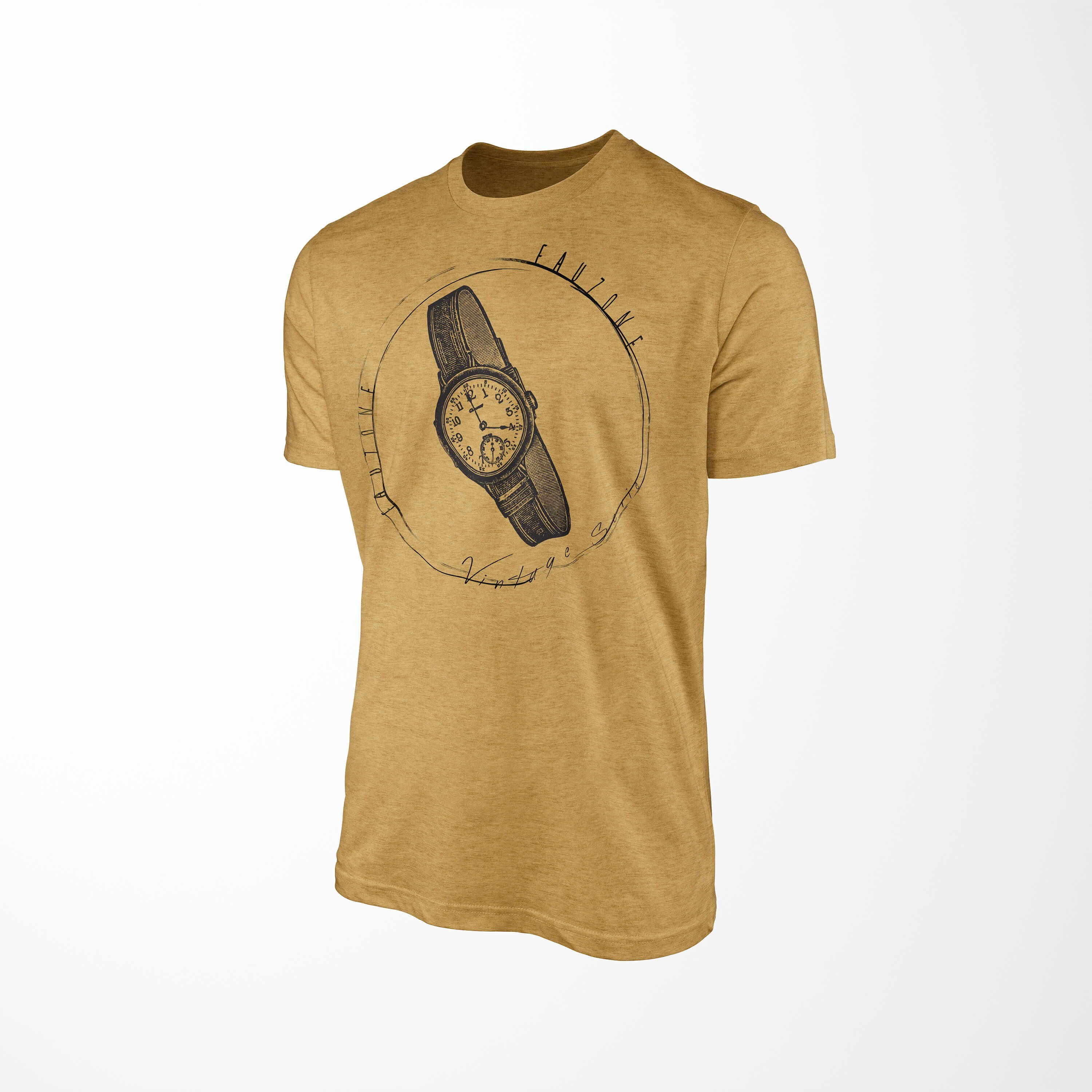 Sinus Art T-Shirt Vintage T-Shirt Antique Gold Herren Armbanduhr