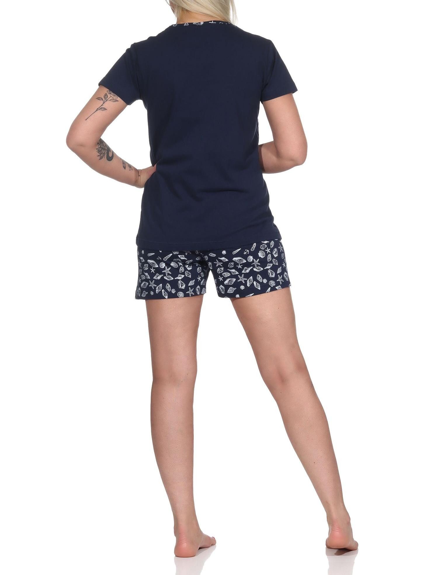 Normann Pyjama Damen Shorty kurzarm Pyjama in maritimer Optik - 122 10 753 – Bild 3 von 4