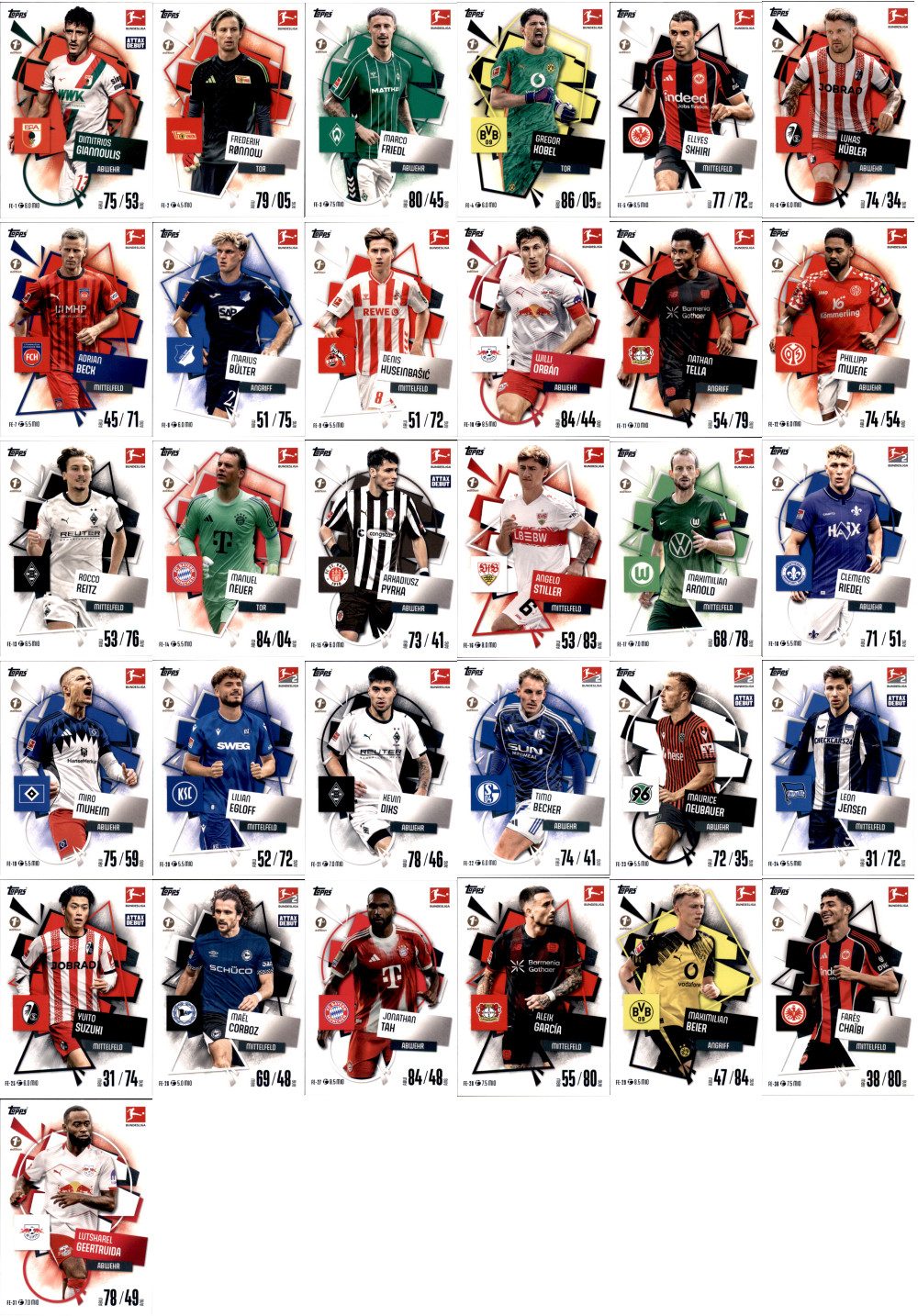 Sammelkarte Topps Match Attax Bundesliga - 2025/26 - Alle 31 First Edition Karten