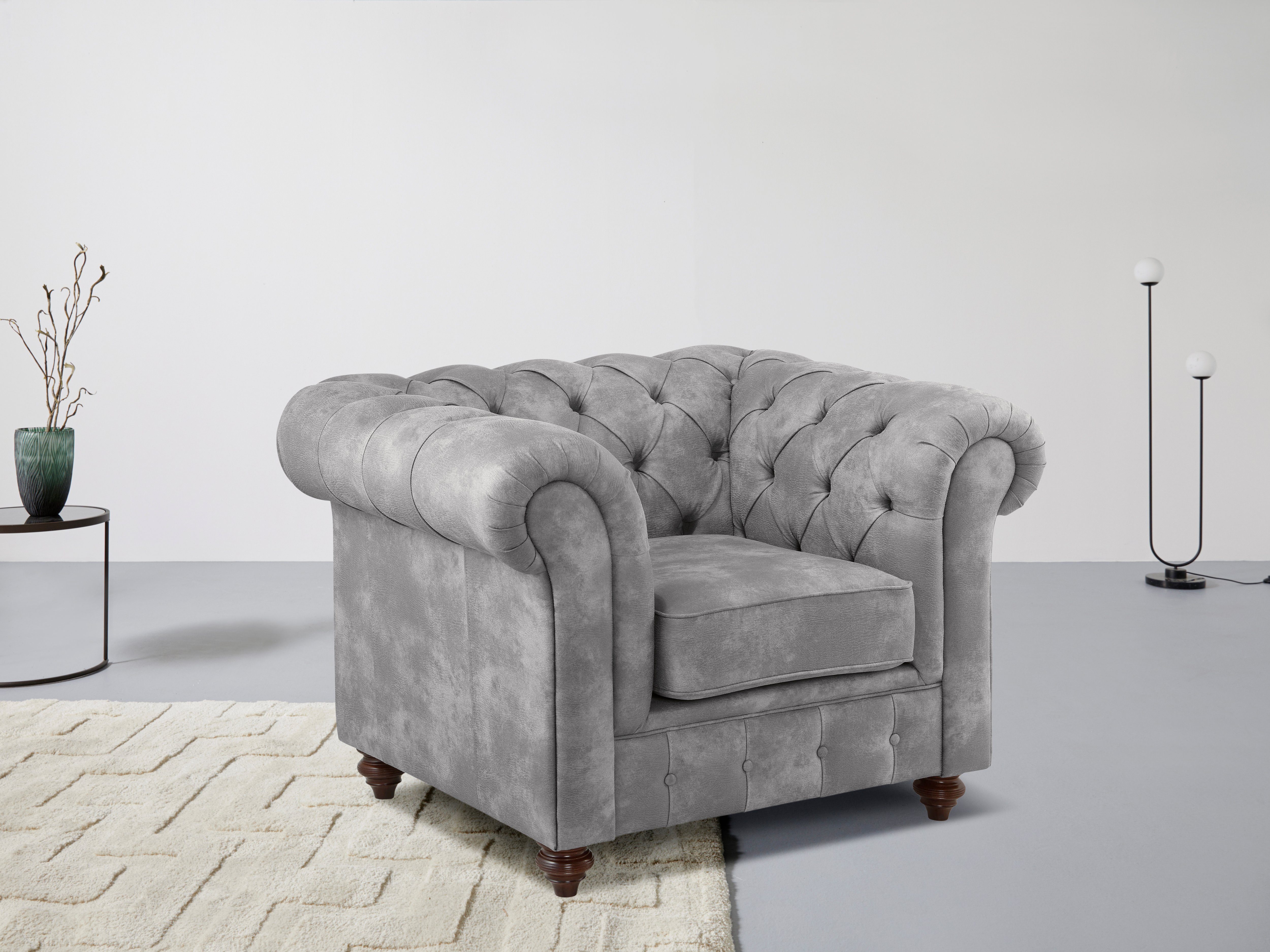 Home affaire Sessel Chesterfield B/T/H: 105/69/74 cm, mit hochwertiger Knopfheftung, auch in Leder