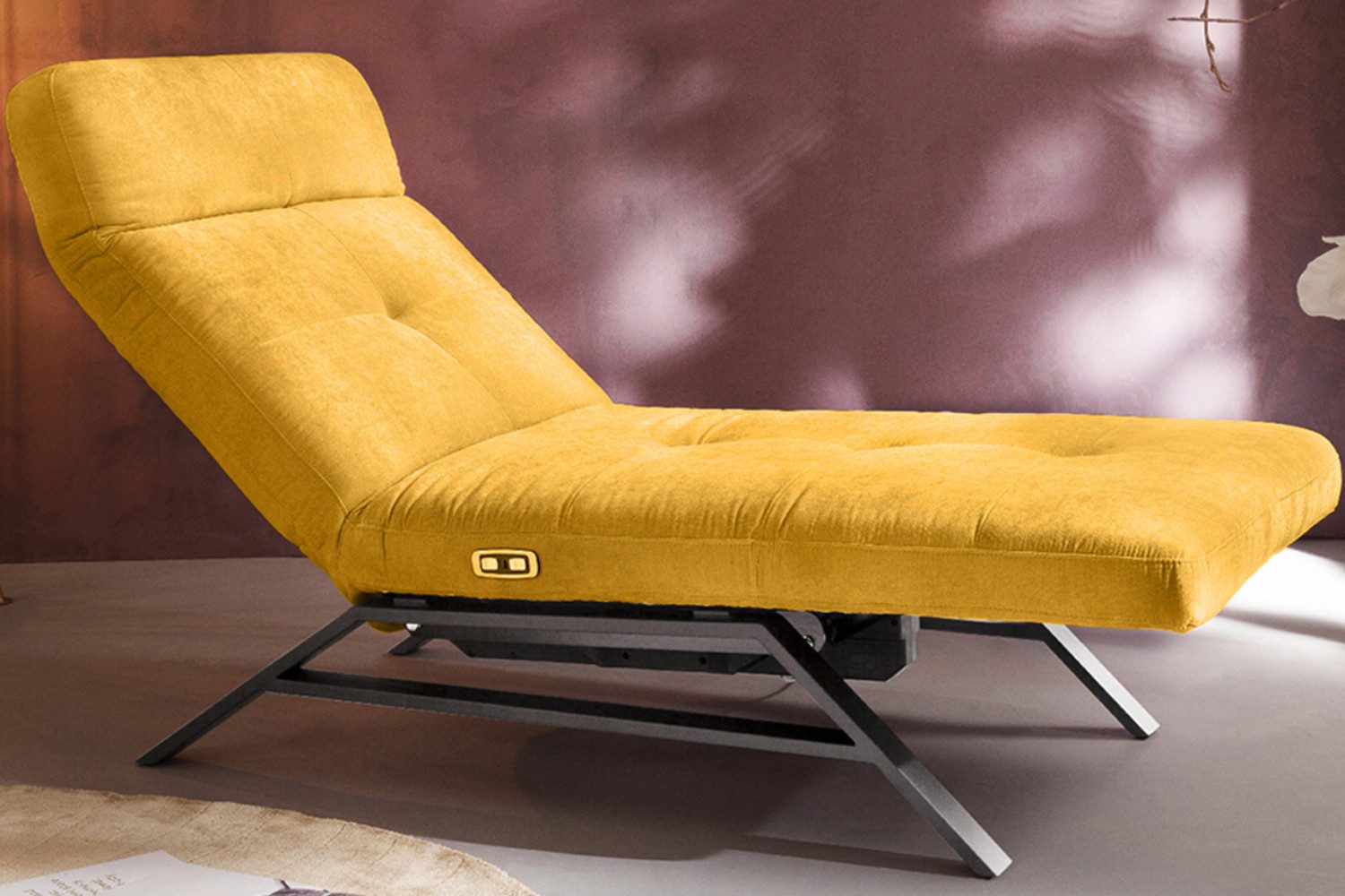 KAWOLA Relaxliege AMERIVA, Velvet, Fuß schwarz oder chrome, verschiedene Breiten und Farben