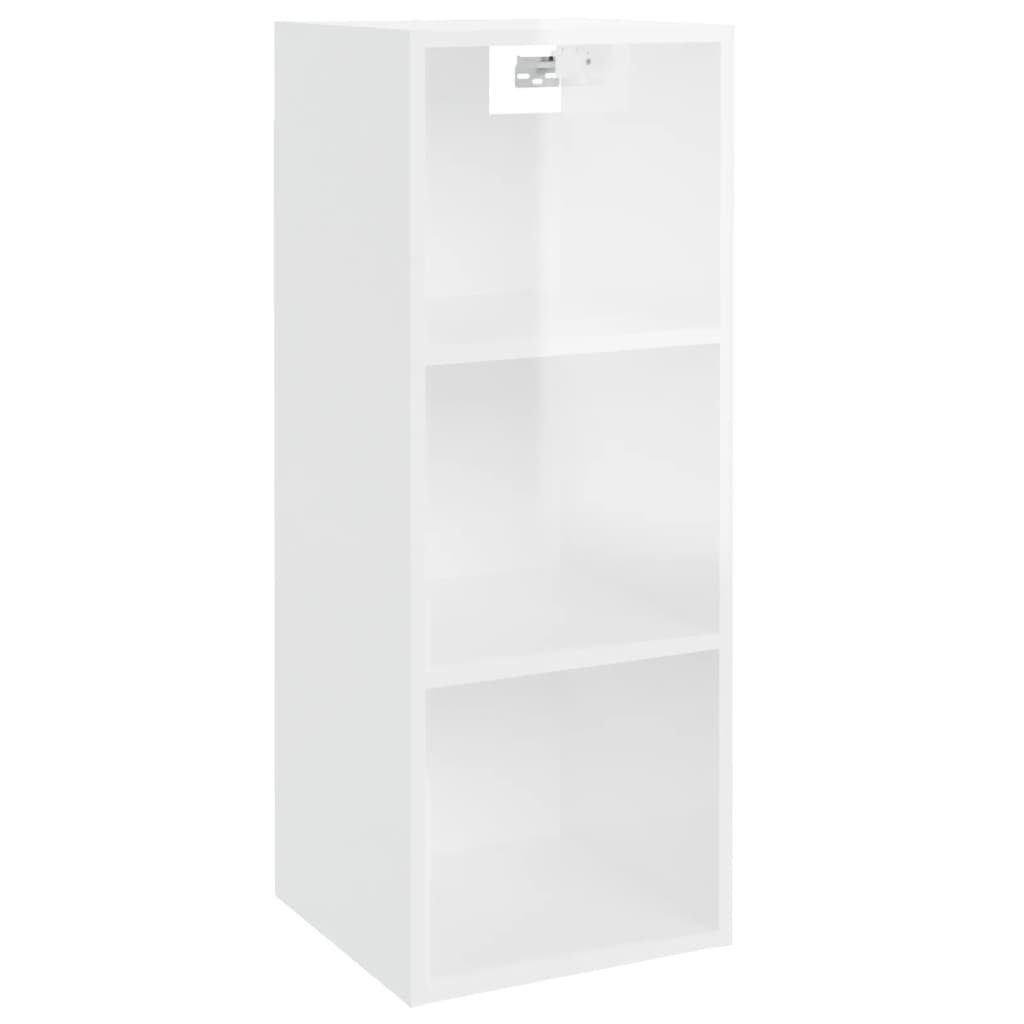 Wandschrank vidaXL cm Hochglanz-Weiß 34,5x32,5x90 1-tlg. Regal Holzwerkstoff,