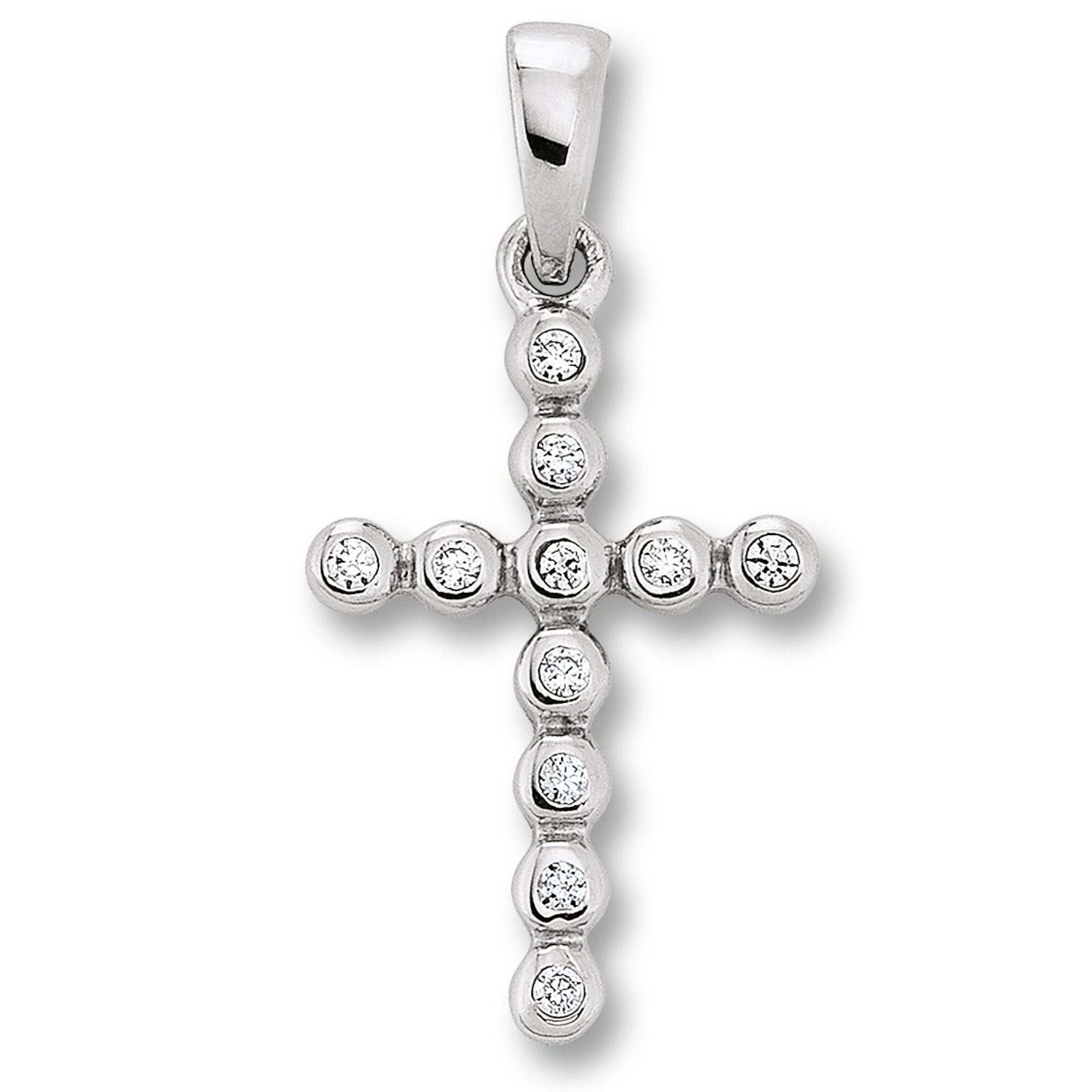 ONE ELEMENT Kettenanhänger Zirkonia Kreuz Anhänger aus 925 Silber, Damen  Silber Schmuck