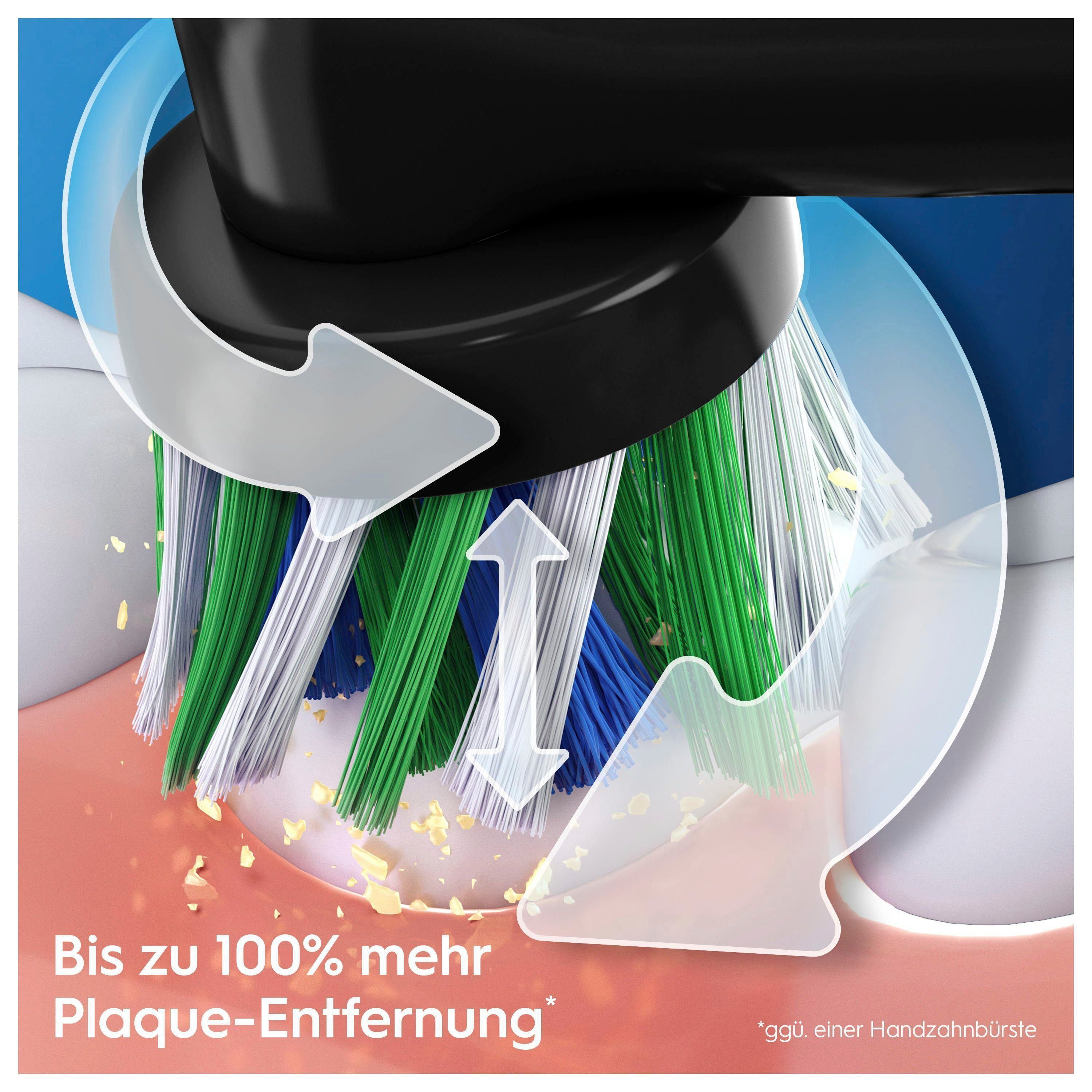 Oral-B Elektrische Zahnbürste Pro 3 St., Schwarz/Pink 3900, Doppelpack Aufsteckbürsten: 3 3 Putzmodi