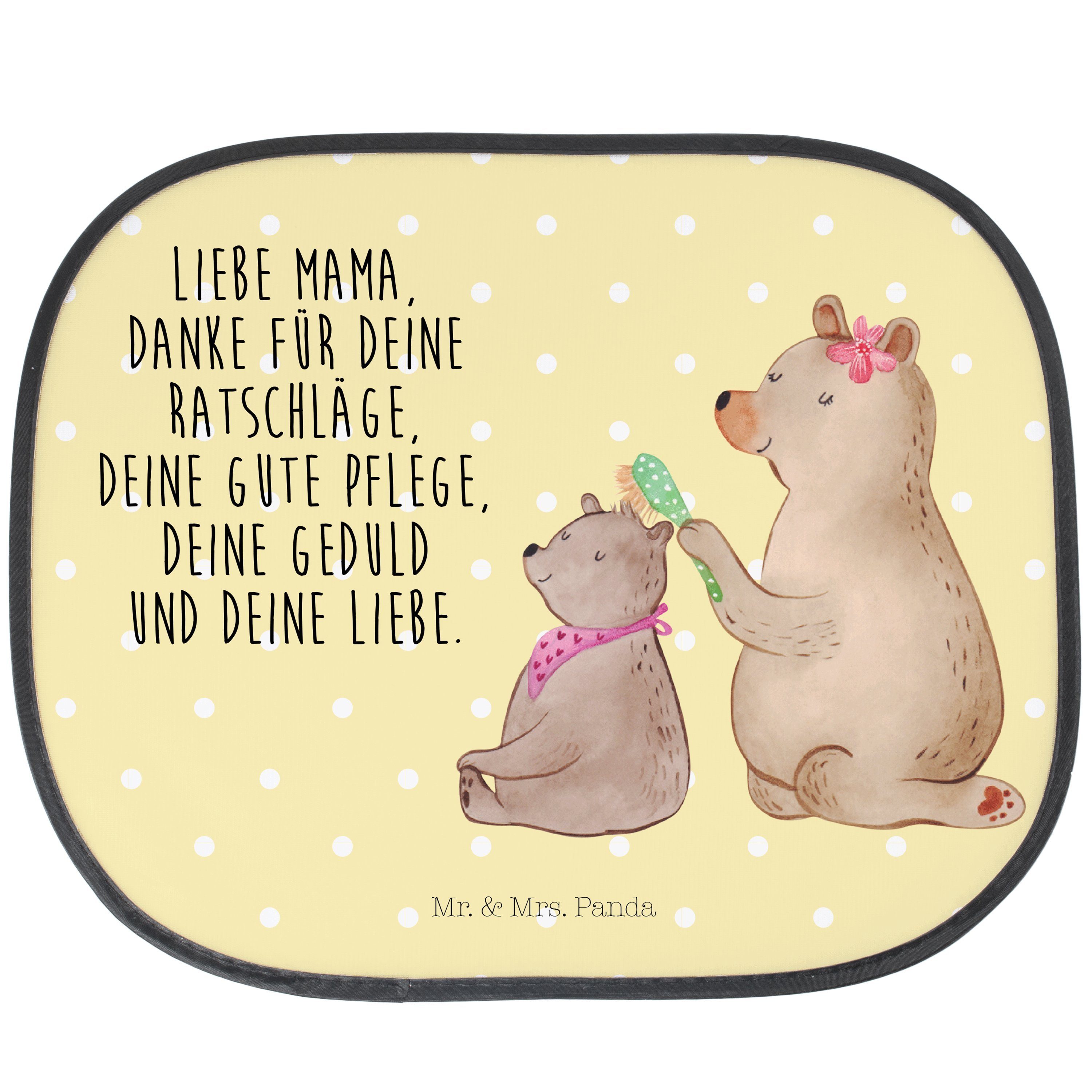 Panda, Kind - & Gelb Geschenk, Pastell Mr. Bär mit Mutter, Mutti, Sonnenschutz Mrs. - Seidenmatt Sonnenblende,