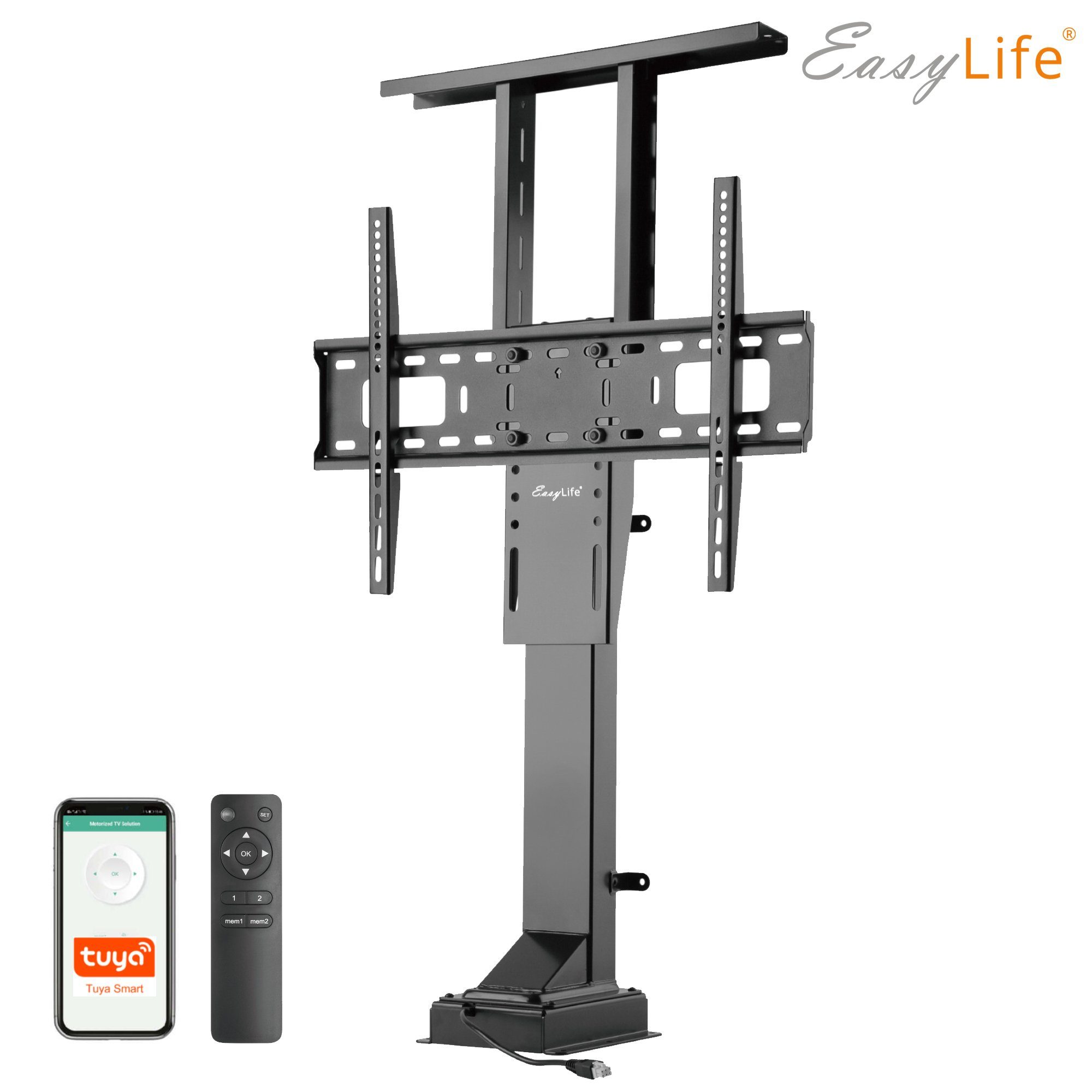 EasyLife TV-Ständer TV Lift/Bodenständer mit Fernbedienung, 37-65", VESA 600x400 (schwarz), (bis 65 Zoll)