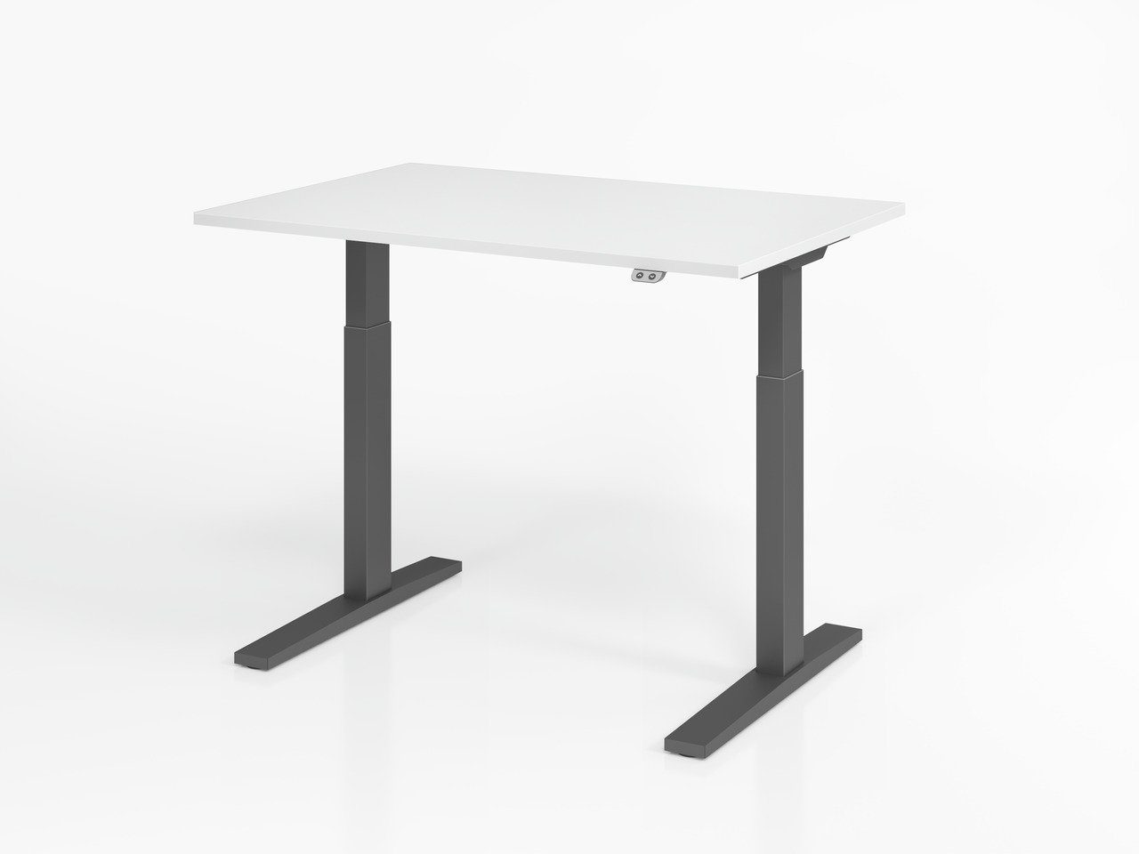 PROREGAL® Schreibtisch Schreibtisch Onni,  Grau,  B: 120cm, H: 70-120cm,  Rechteckform Weiß