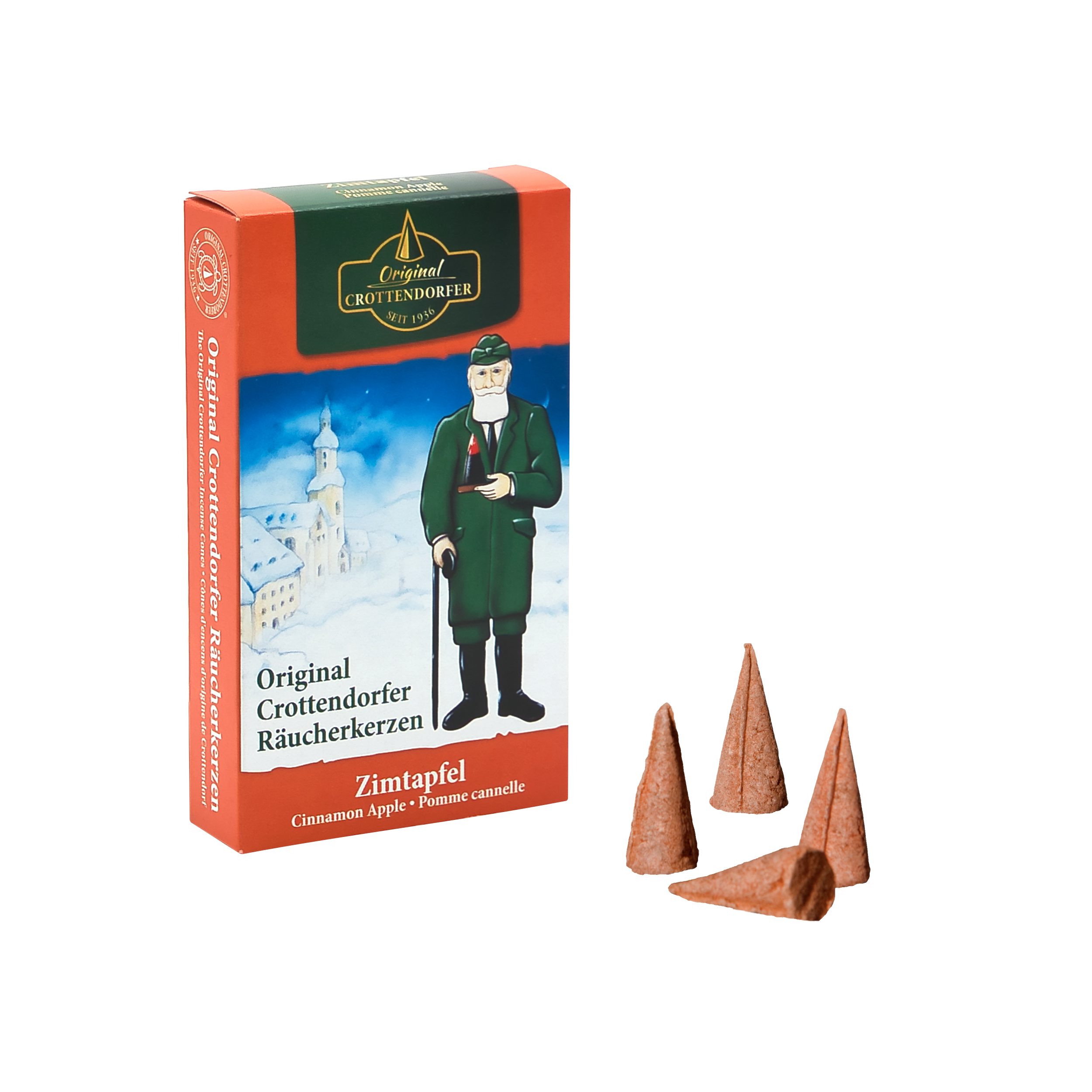 Crottendorfer Räucherkegel Crottendorfer Räucherkerzen 10er-Pack Zimtapfel (Packung, 10-St., Vorteilspack), 100% Made in Germany