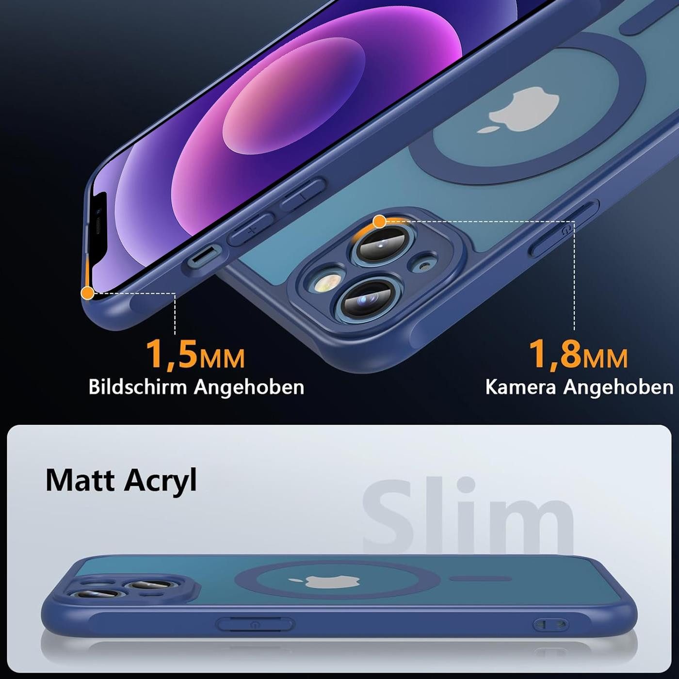 CoolGadget Handyhülle Magnet-Hülle für iPhone 12 Schutzhülle magnetisch 6,1 Zoll, Hülle Matt Stoßfest kompatibel mit Magsafe Zubehör Kameraschutz Case