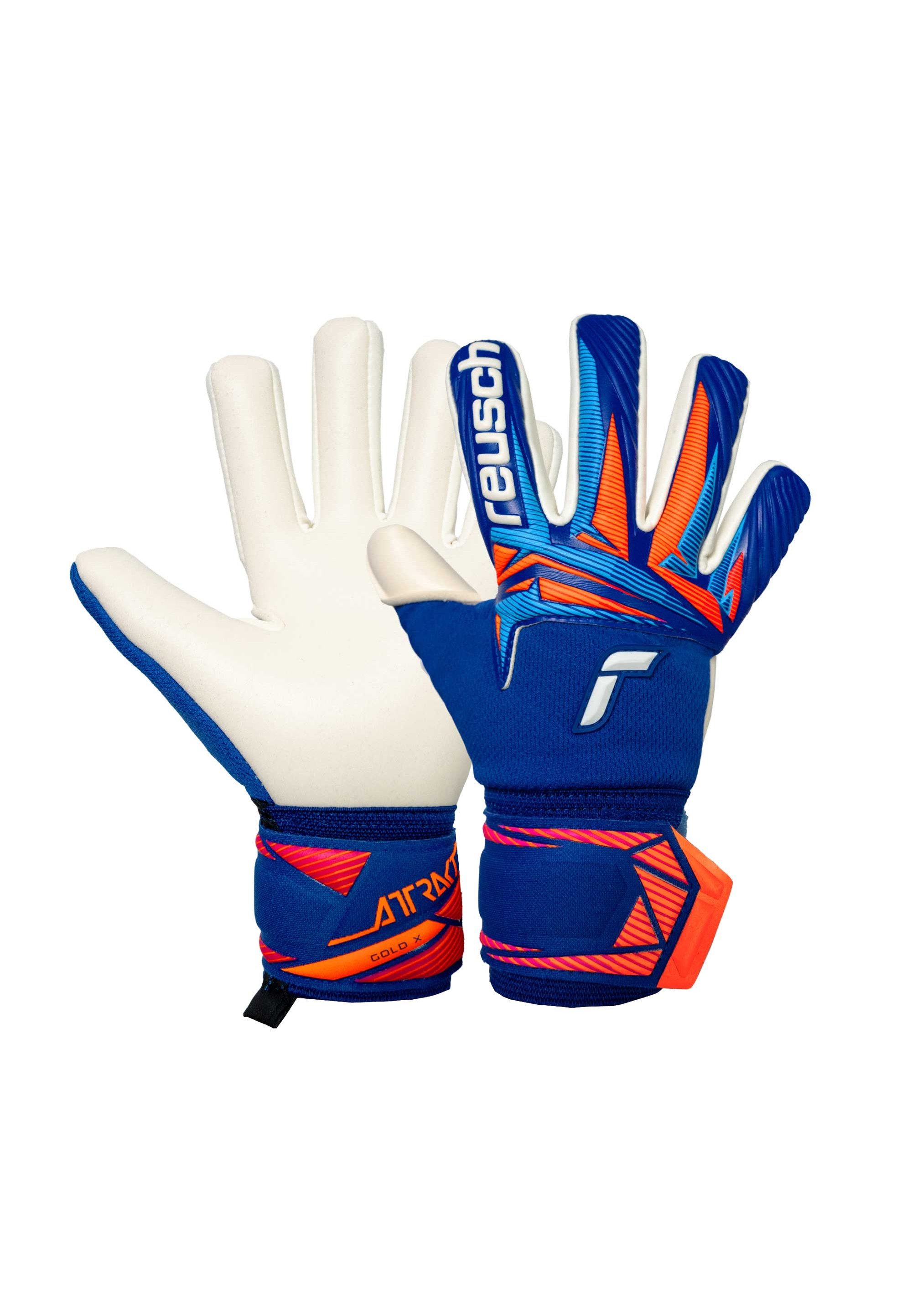 Reusch Torwarthandschuhe Attrakt Gold X NC Junior Profi mit atmungsaktiven Mesh-Einsätzen