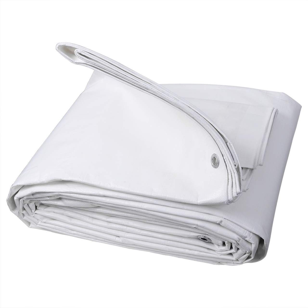 Woltu Pool-Abdeckplane, PE Gewebeplane mit Ösen 180g/m² weiß