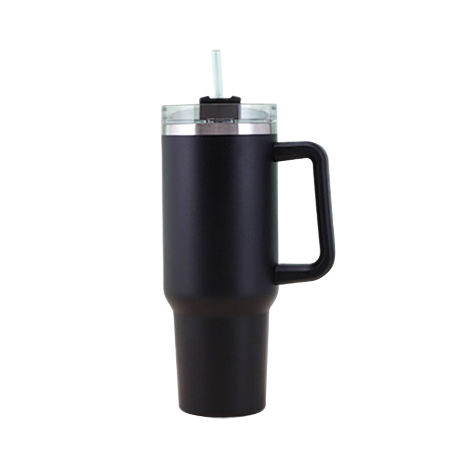 TWSOUL Tasse Autobecher aus Edelstahl 304 mit Griff,Thermosbecher, 1136 ml, Mit Stroh, Edelstahlmaterial