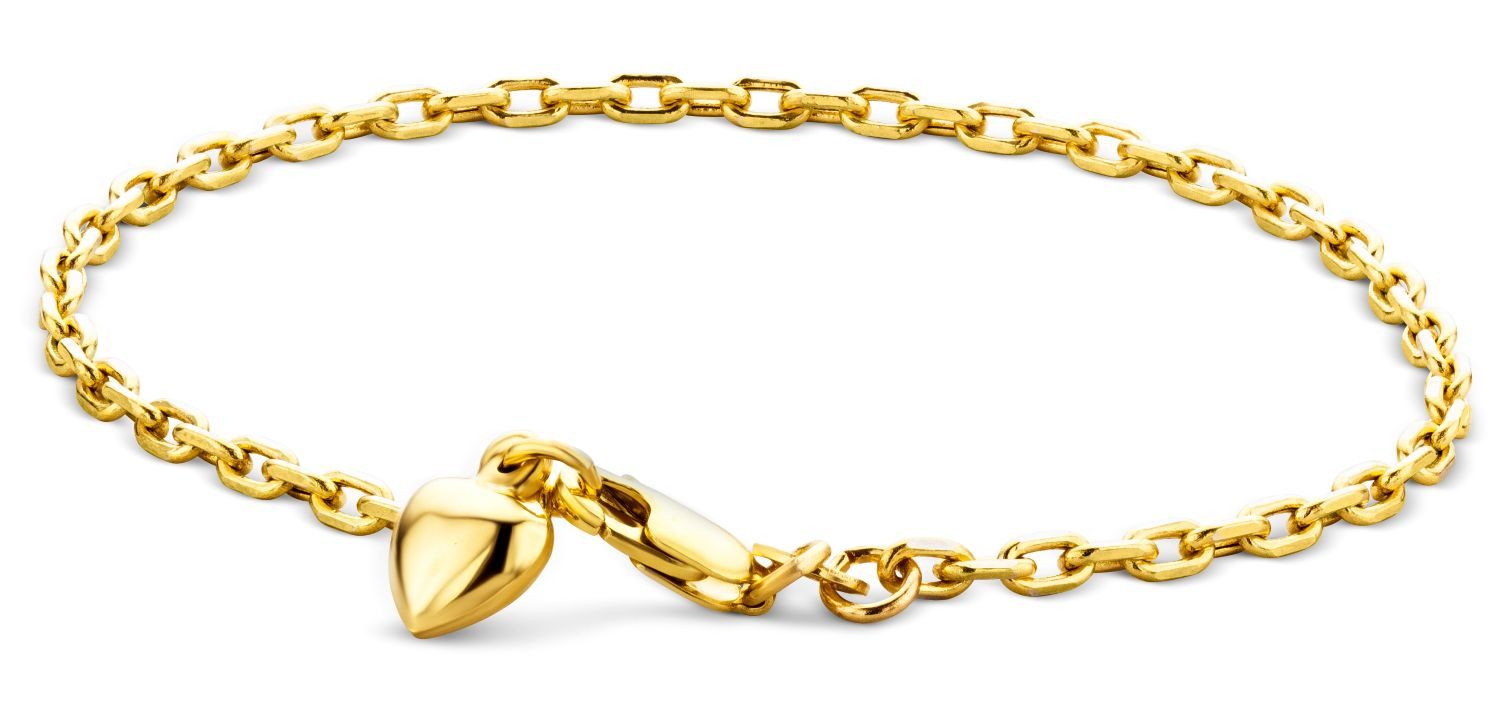 Miore Charm-Armband MSIL939B - mit Herzanhänger aus 9K (375) Gelbgold Herz 7 x 11,5 mm, für Damen Made in Italy