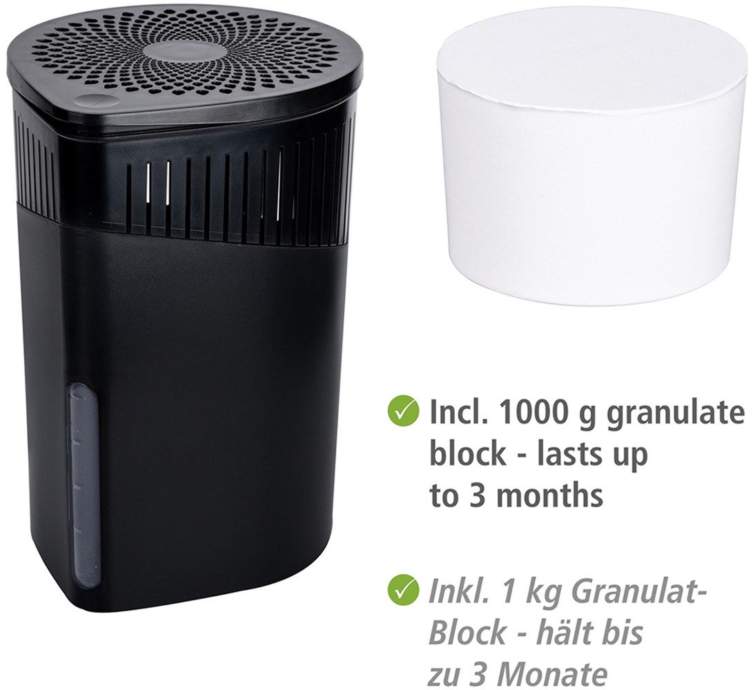 WENKO Luftentfeuchter Modell Drop, für 80 m³ Räume, Tank 1,6 l, 2 Entfeuchter mit je 1 x 1000 g Entfeuchter Block