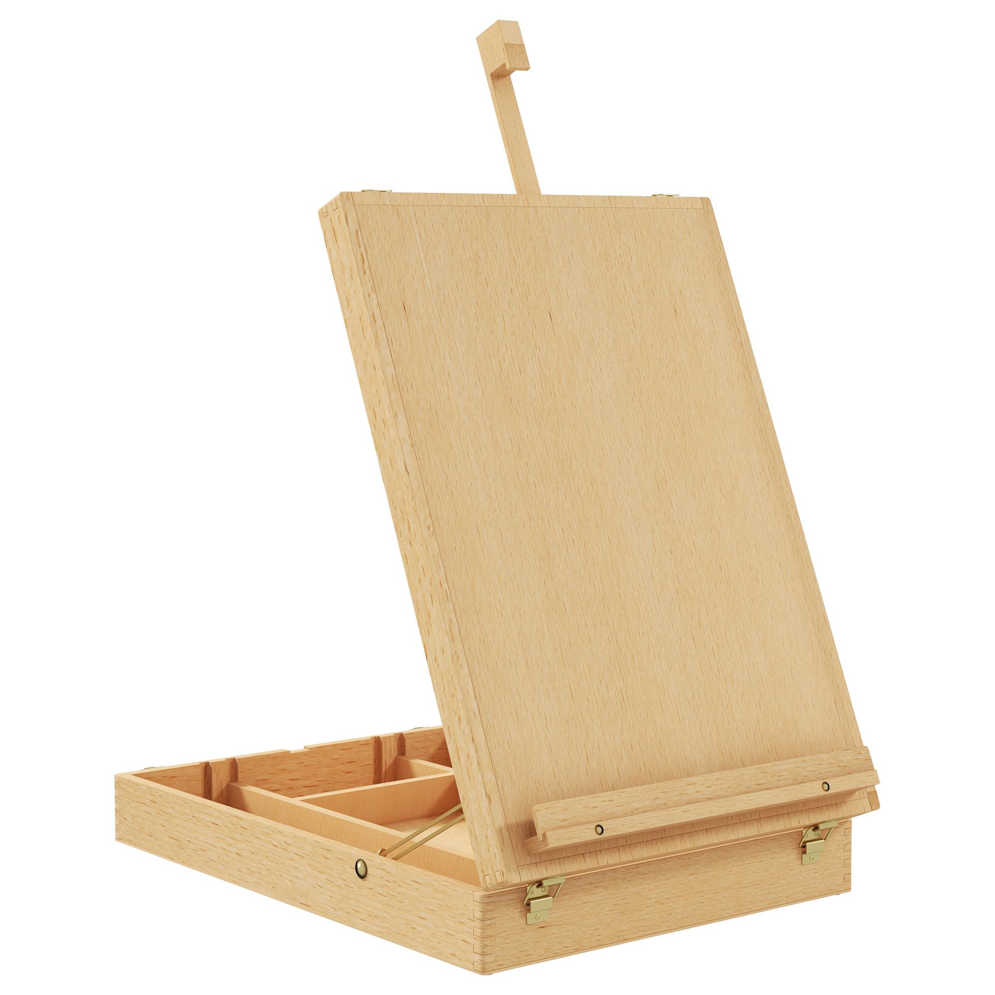 HOMCOM Staffelei Tischstaffelei, Tischstaffelei-Box, aus Buchenholz, klappbar, für Erwachsene, Anfänger, Künstler, Buche