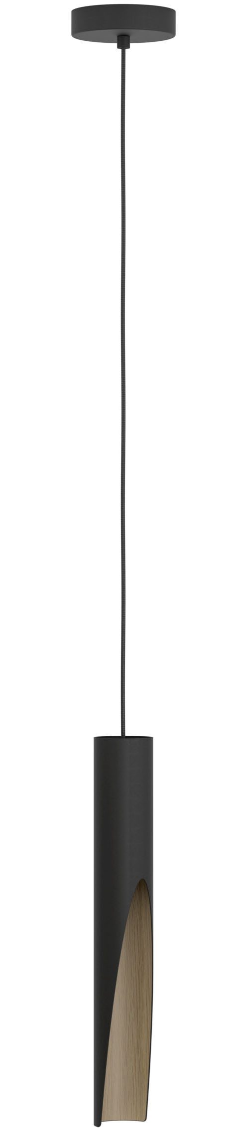 EGLO Hängeleuchte BARBOTTO Pendellampe - Stahl, Holz - GU10 - 1X4,5W - IP20, Leuchtmittel wechselbar, Hängelampe, Deckenlampe, Wohnzimmer, Esszimmer, H110 x Ø6 cm