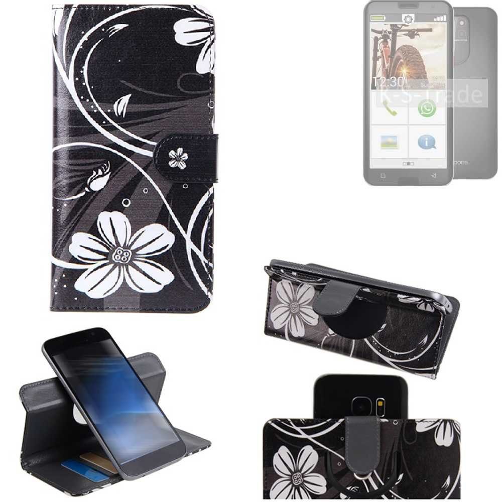 K-S-Trade Handyhülle für Emporia smart.5, Schutzhülle Handyhülle Hülle 360° Wallet Case “Flowers“