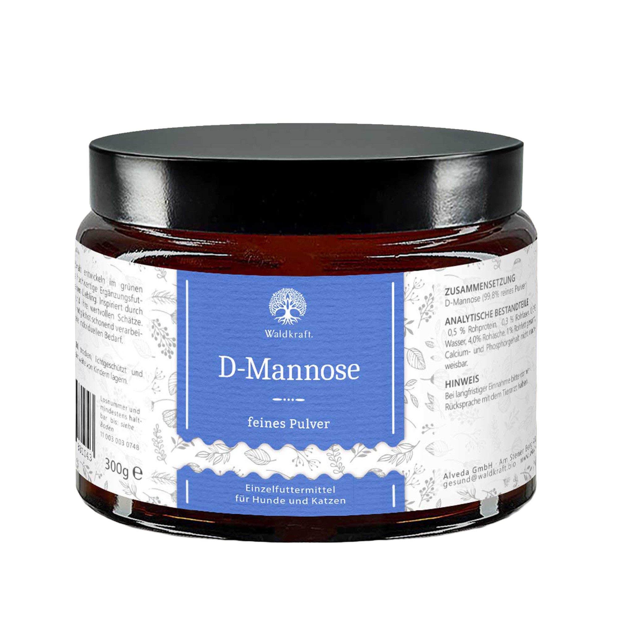 Waldkraft. D-Mannose für Tiere, für: Hund, Katze, 99,8 % D-Mannose ohne Füllstoffe, ohne Aromen, ohne Zusatzstoffe